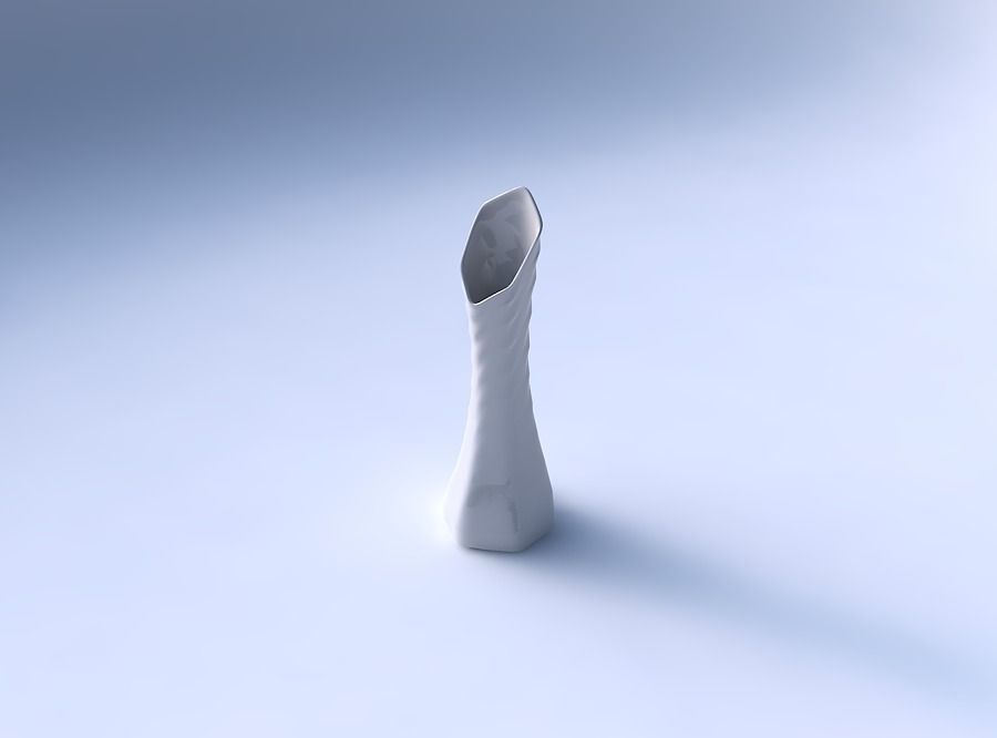 Vase squeezed and bent hexagon with curved horizontal sections 3D print model_3