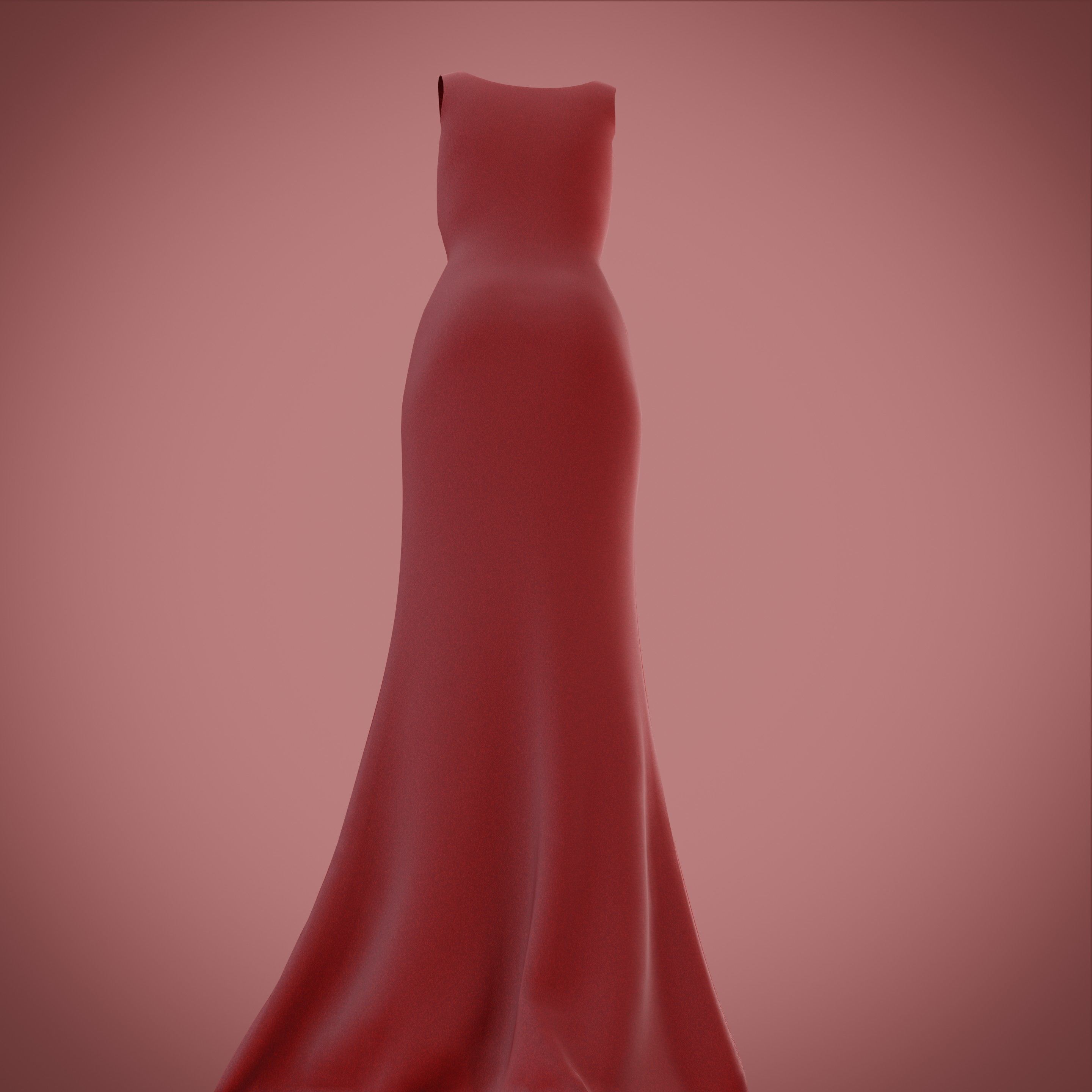red gown with high slit Low-poly 3D model_11