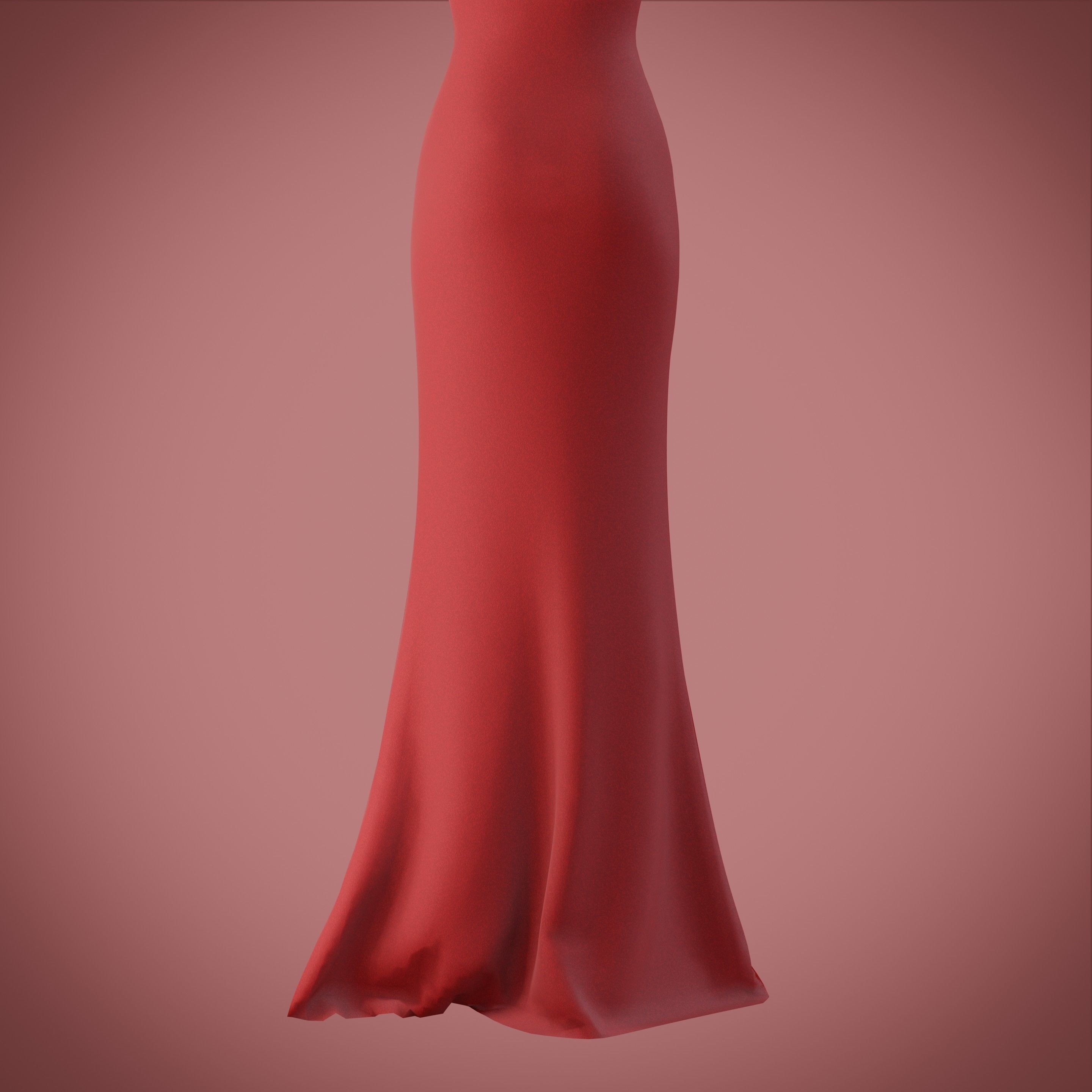 red gown with high slit Low-poly 3D model_9