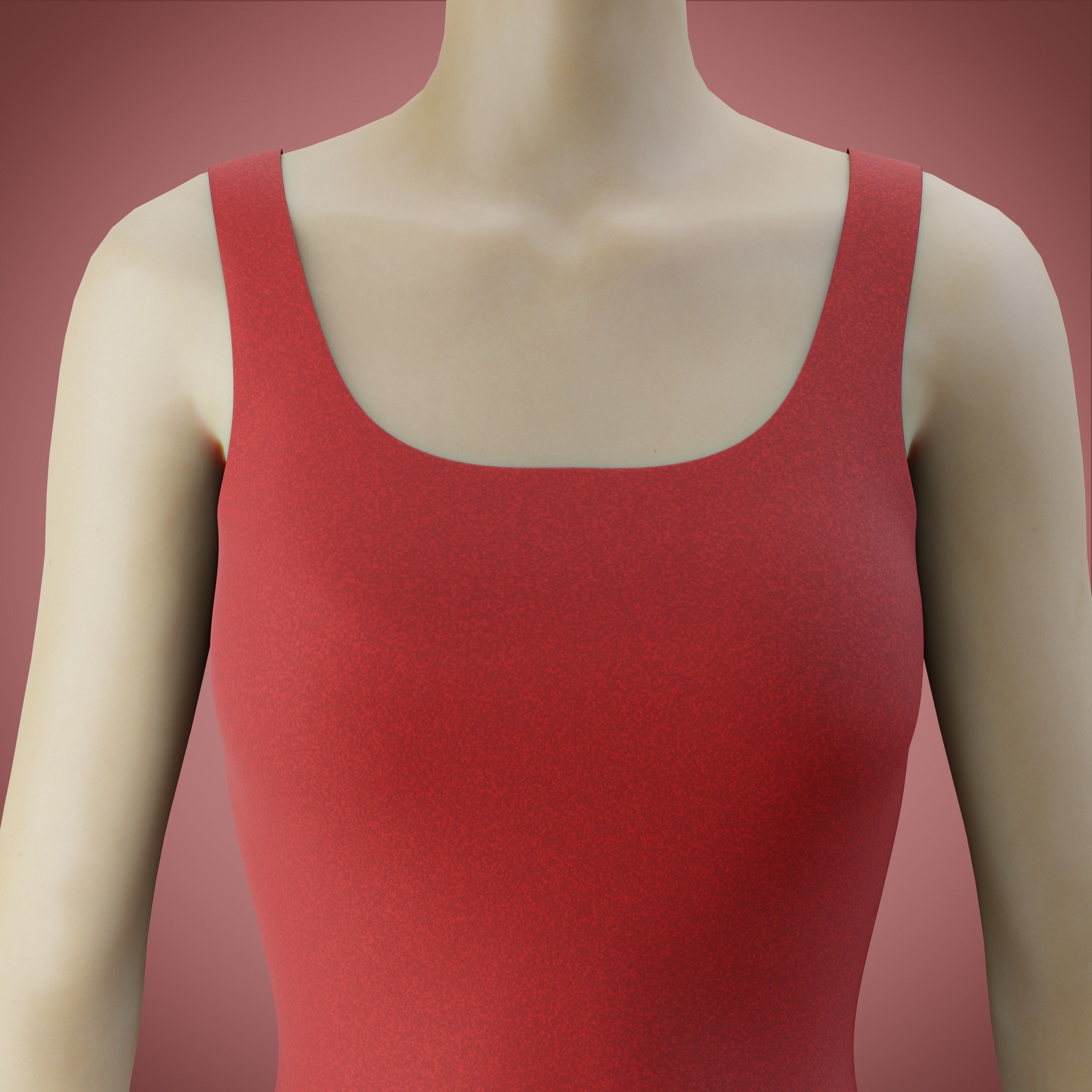 red gown with high slit Low-poly 3D model_12