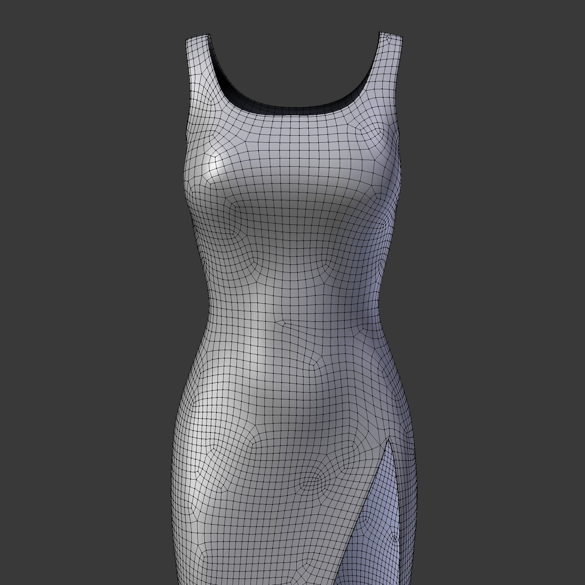 red gown with high slit Low-poly 3D model_17