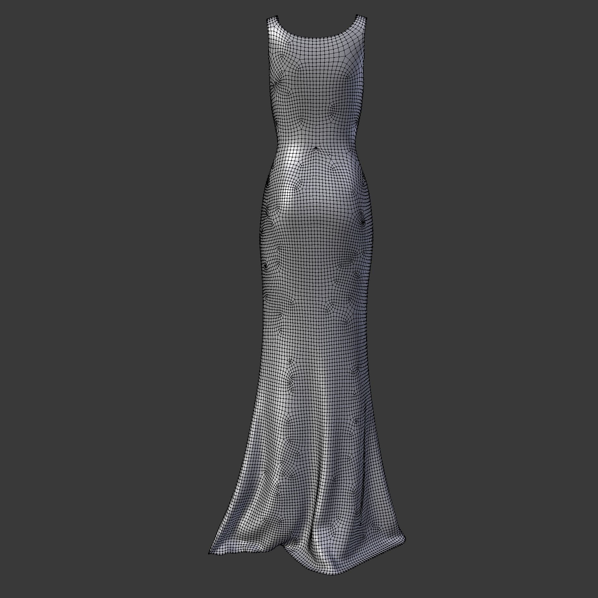 red gown with high slit Low-poly 3D model_15