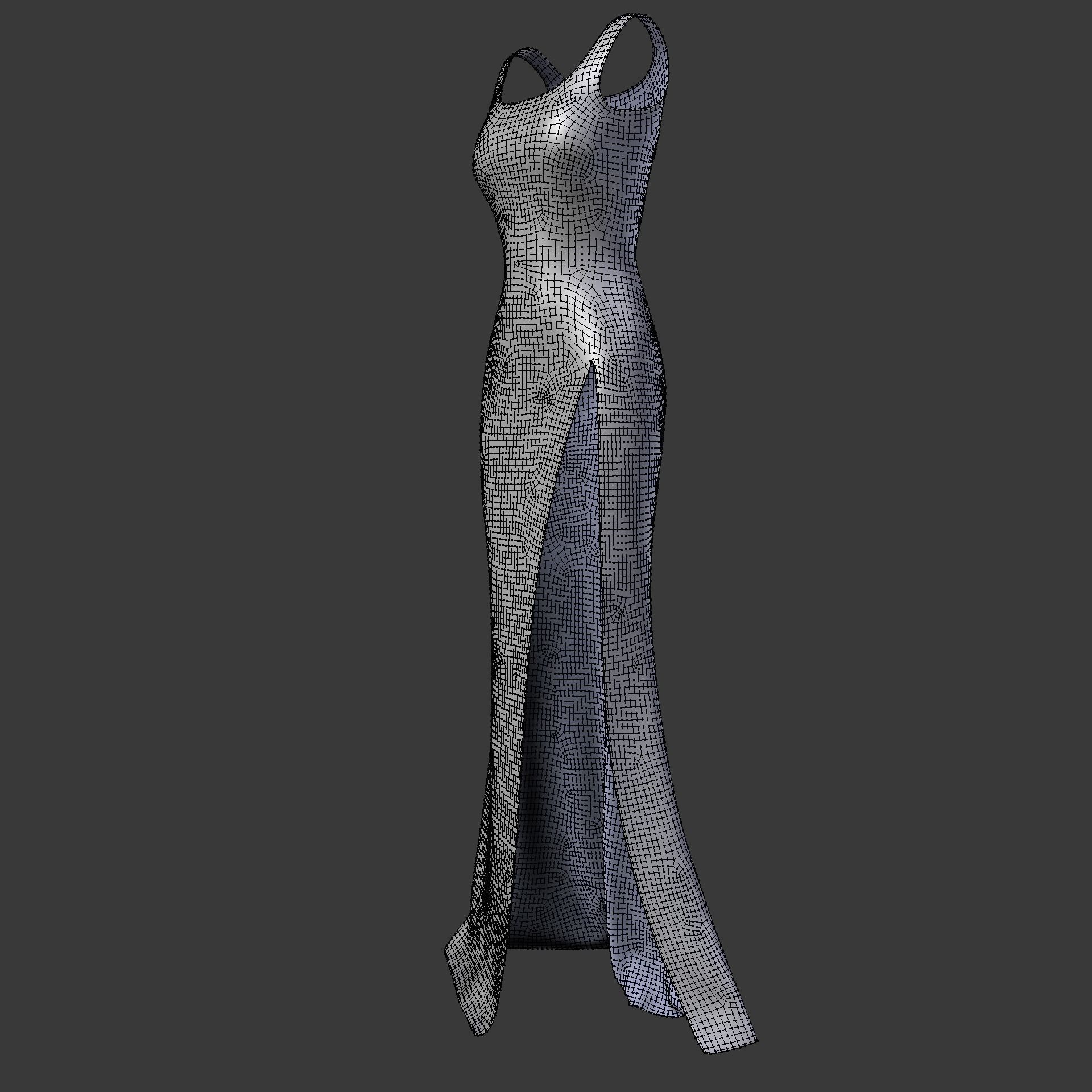 red gown with high slit Low-poly 3D model_16