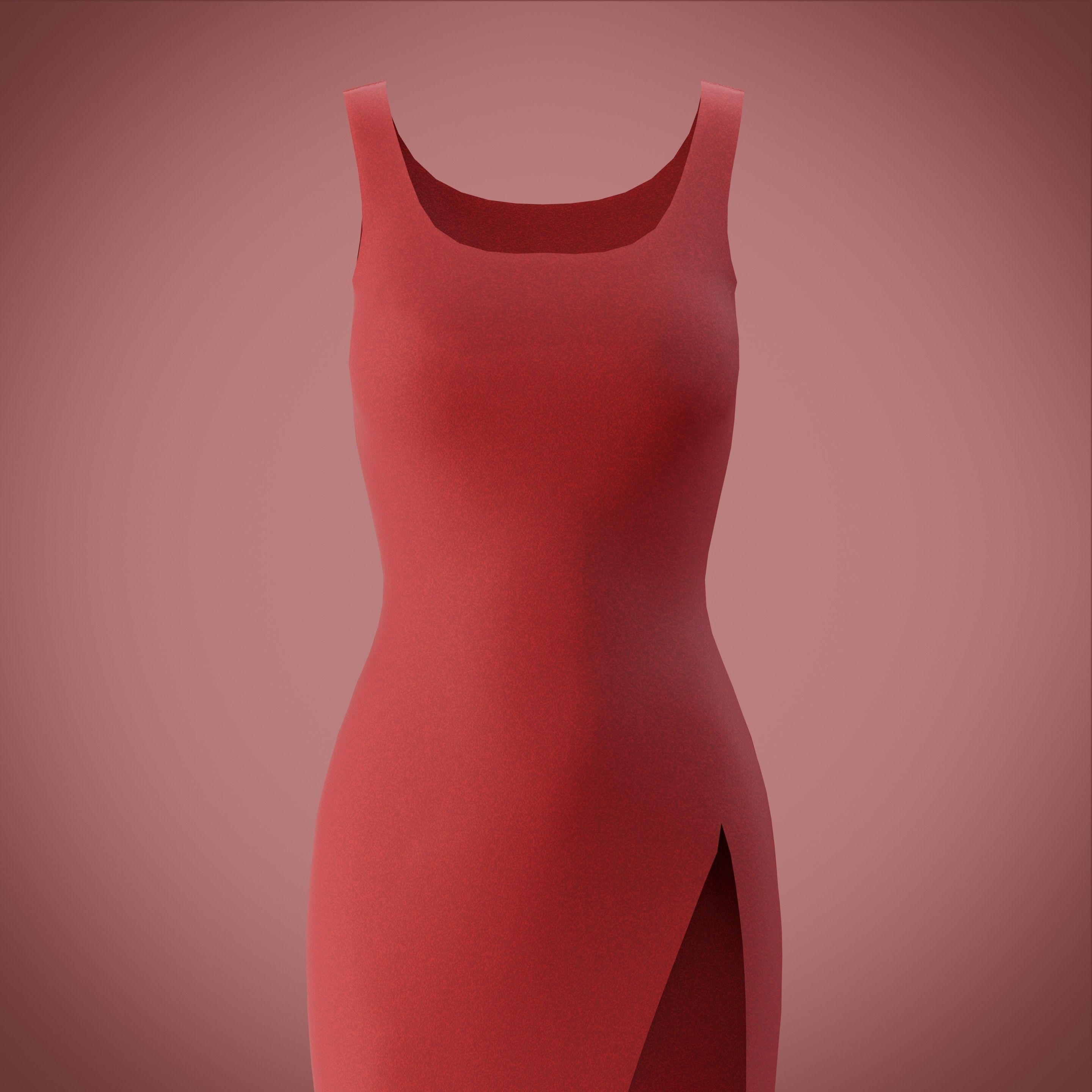 red gown with high slit Low-poly 3D model_8