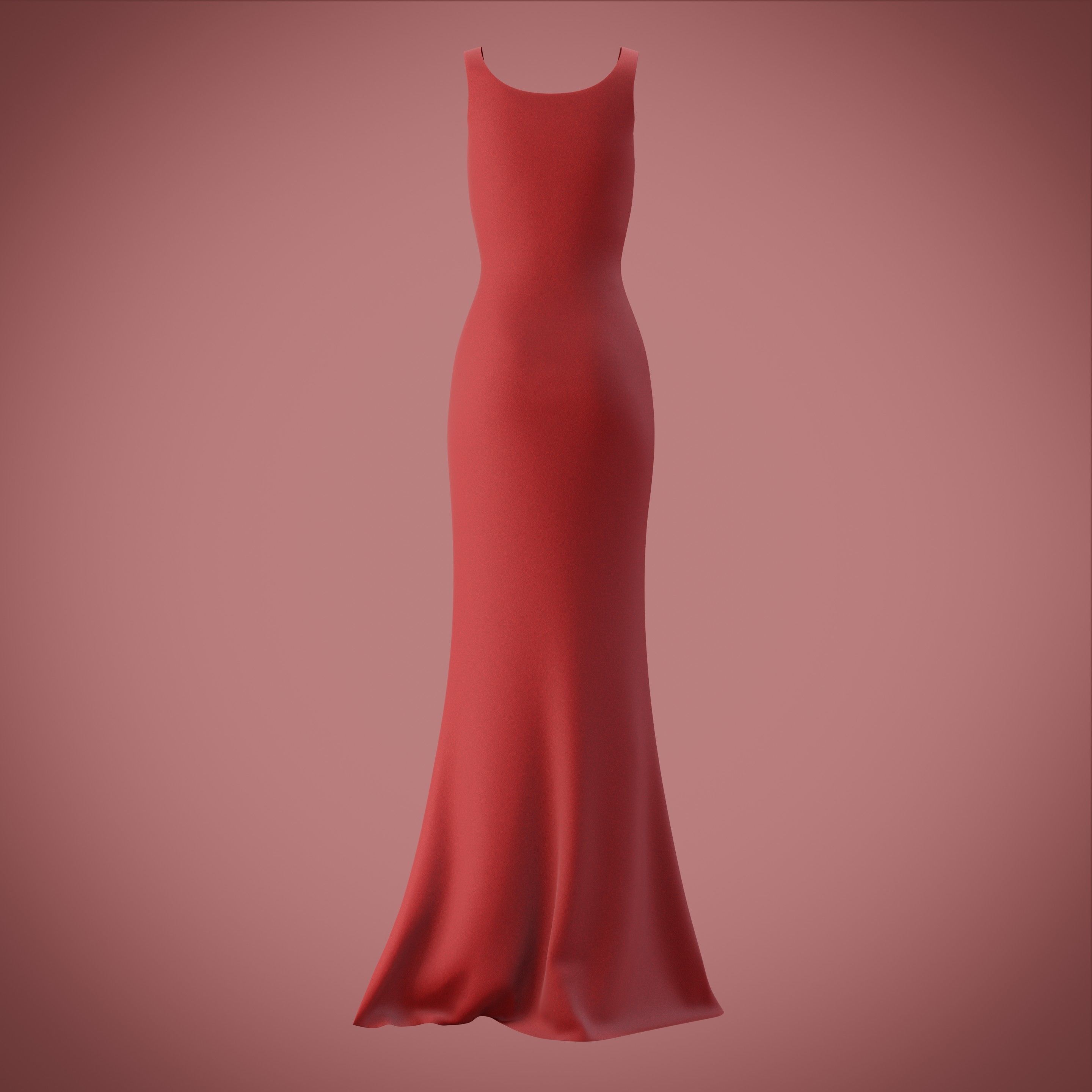 red gown with high slit Low-poly 3D model_28