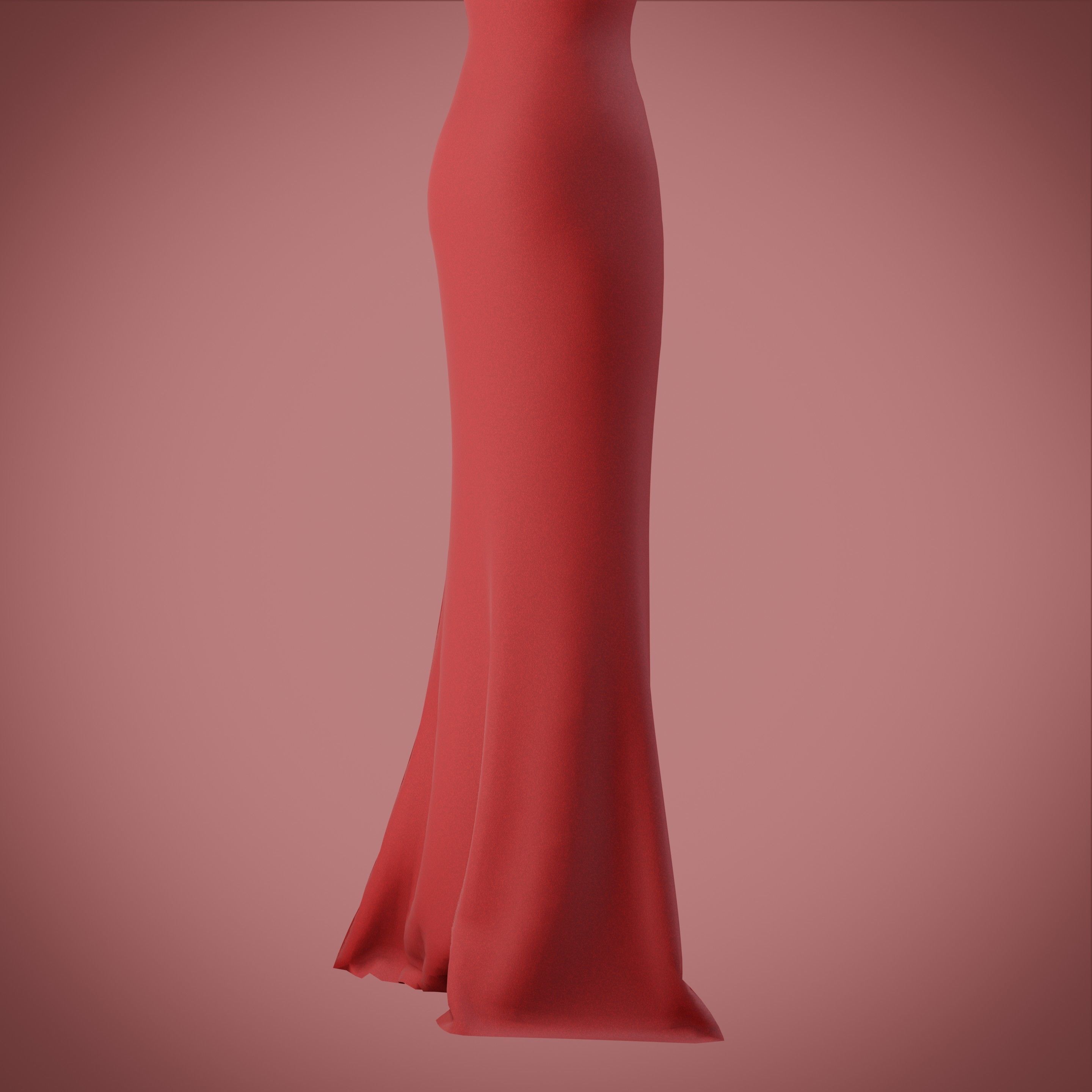 red gown with high slit Low-poly 3D model_10