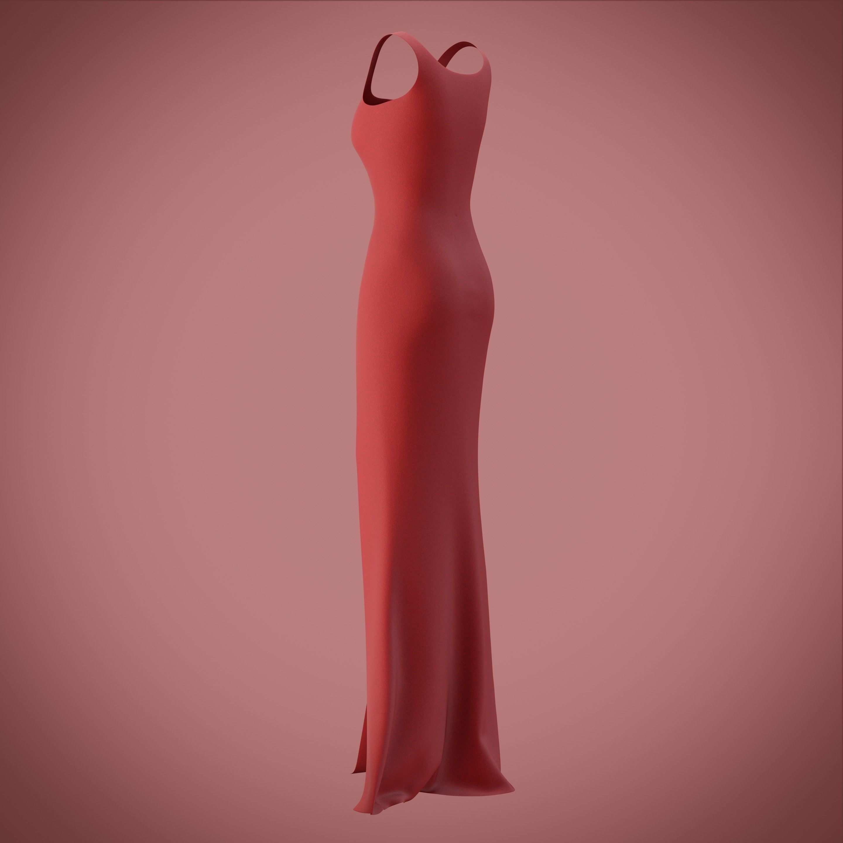 red gown with high slit Low-poly 3D model_31