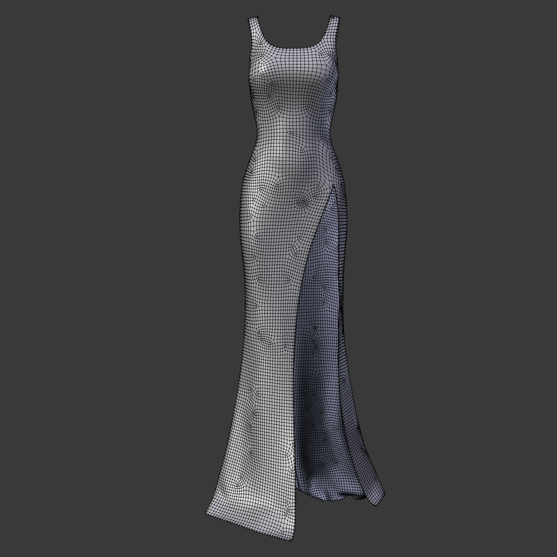 red gown with high slit Low-poly 3D model_14