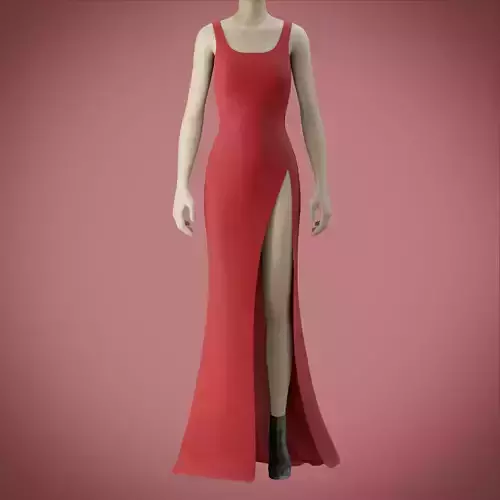 red gown with high slit Low-poly 3D model
