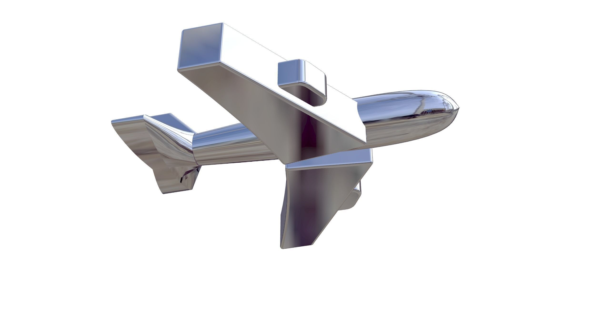 Airplane Model silver 3D model_6
