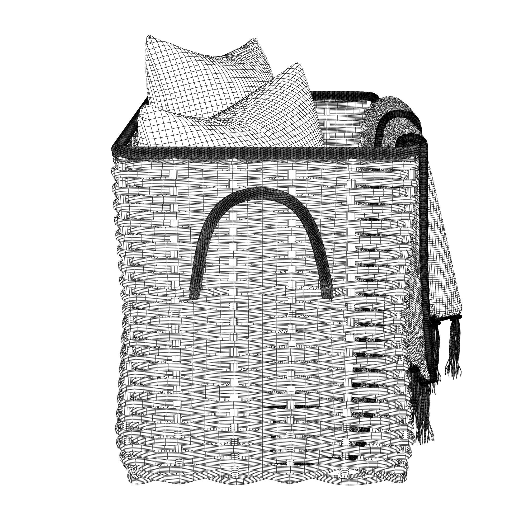 Potterybarn Aubrey Woven Oversized Rectangle Basket 3D model_5