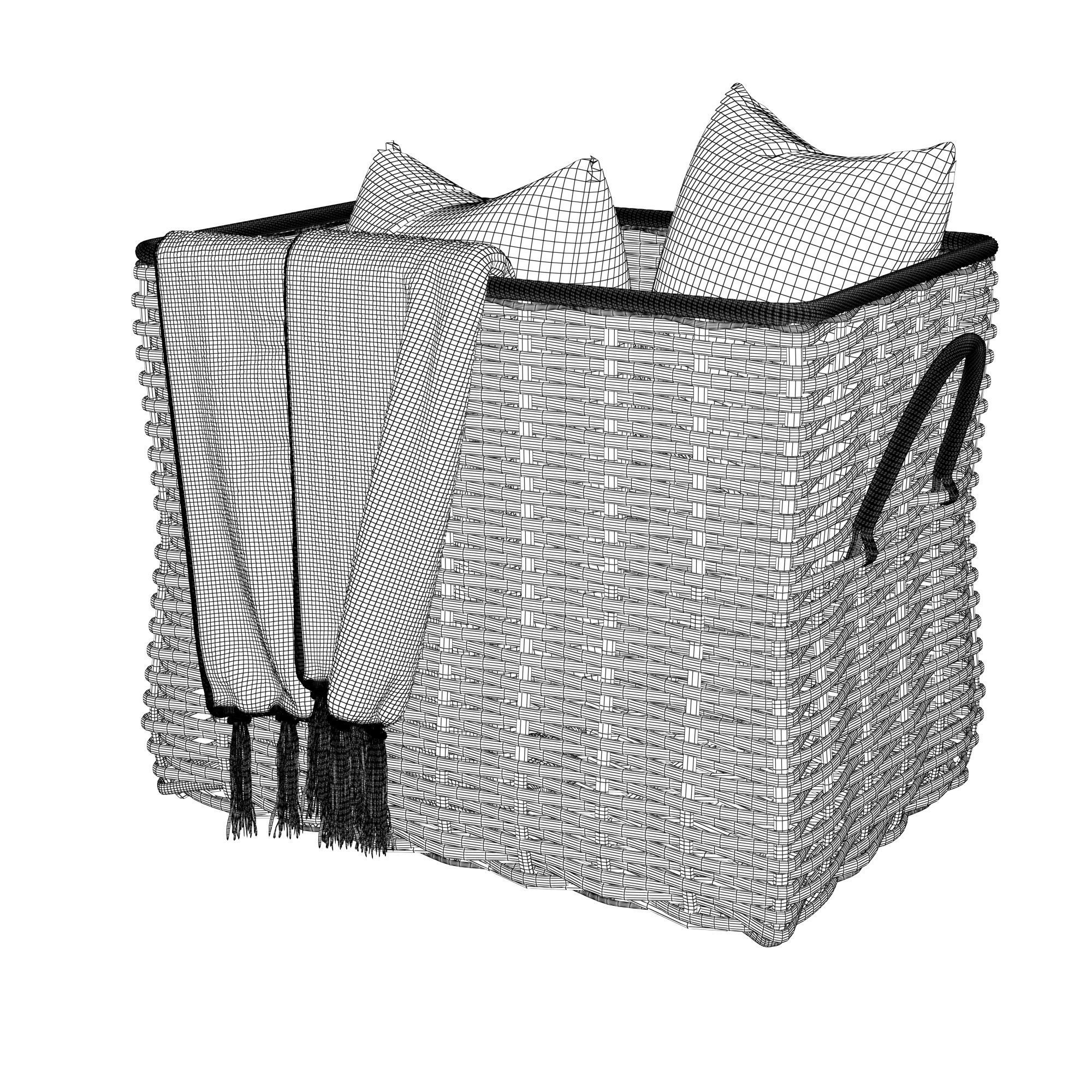 Potterybarn Aubrey Woven Oversized Rectangle Basket 3D model_4