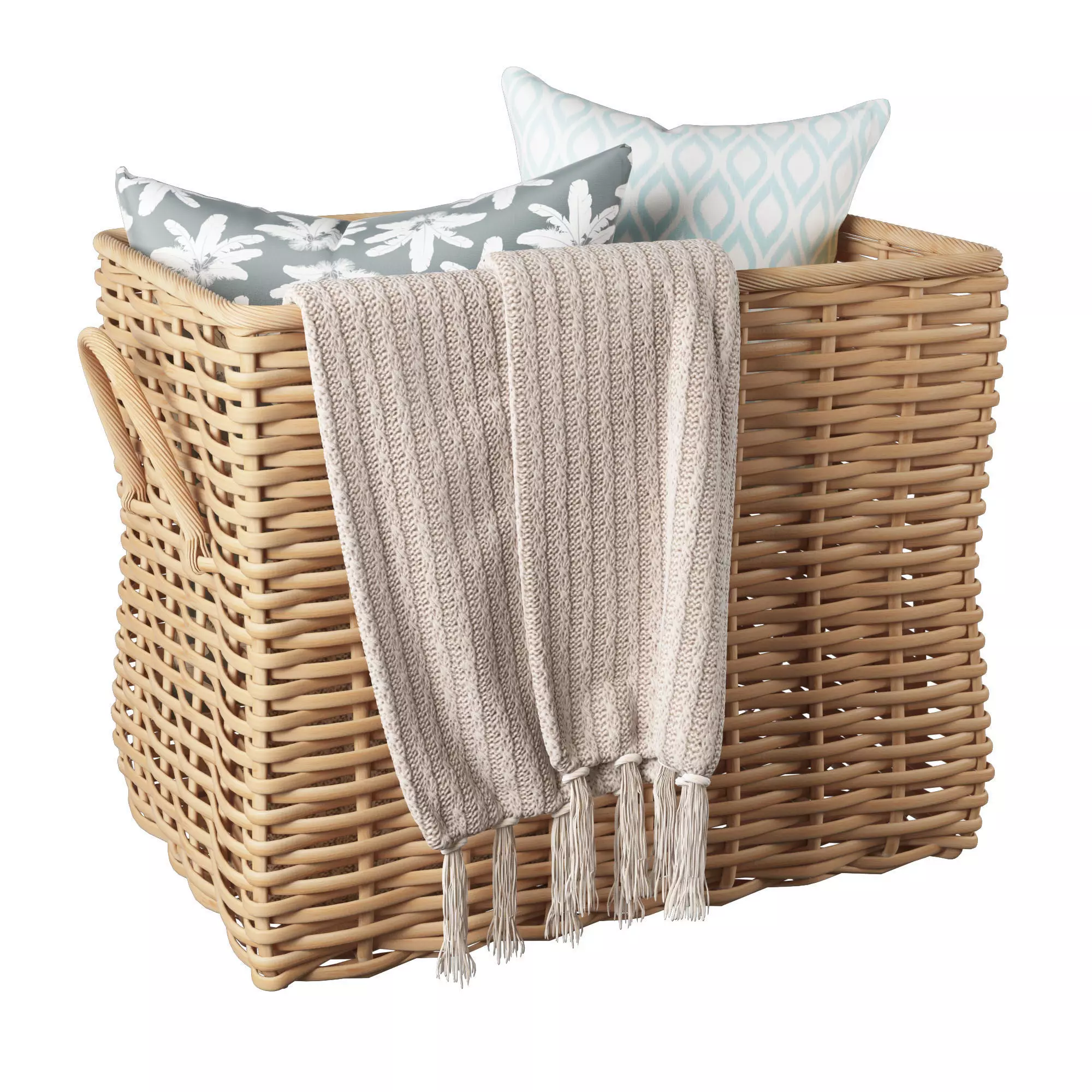 Potterybarn Aubrey Woven Oversized Rectangle Basket 3D model_0