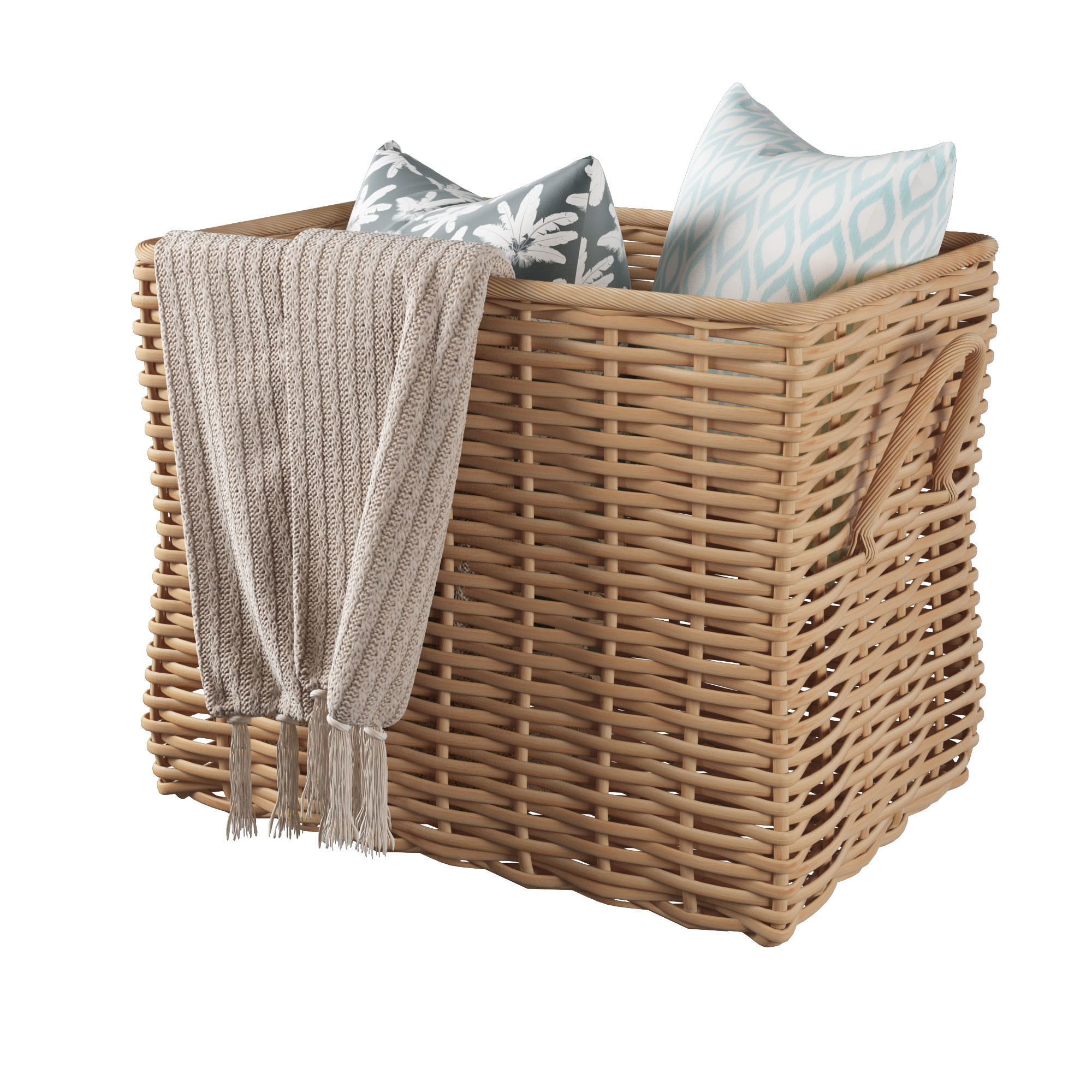 Potterybarn Aubrey Woven Oversized Rectangle Basket 3D model_1