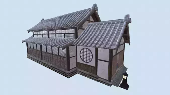 Japanese Dojo PBR  Low-poly 3D model