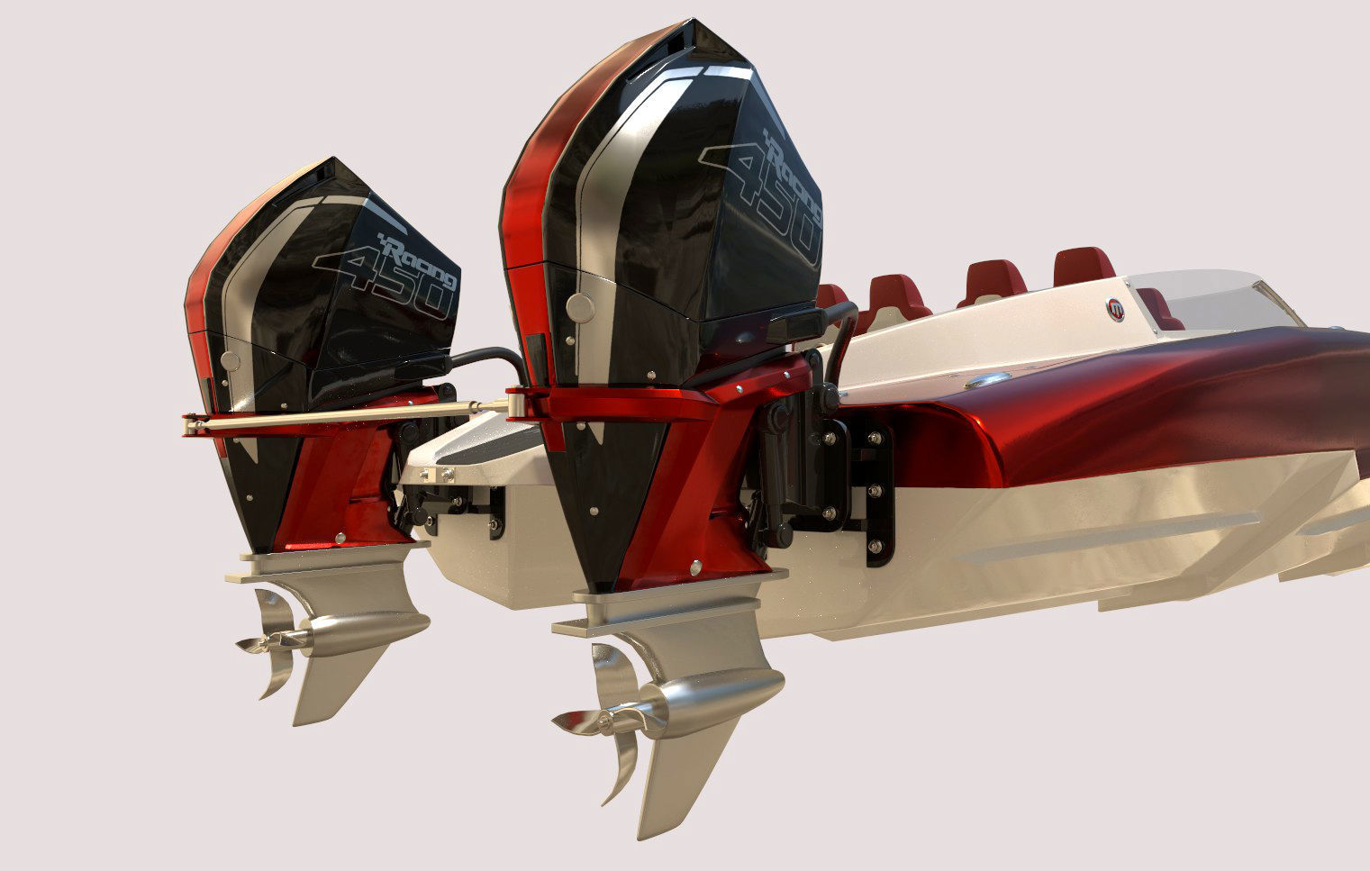 Powerboat C3800  red 3D model_2