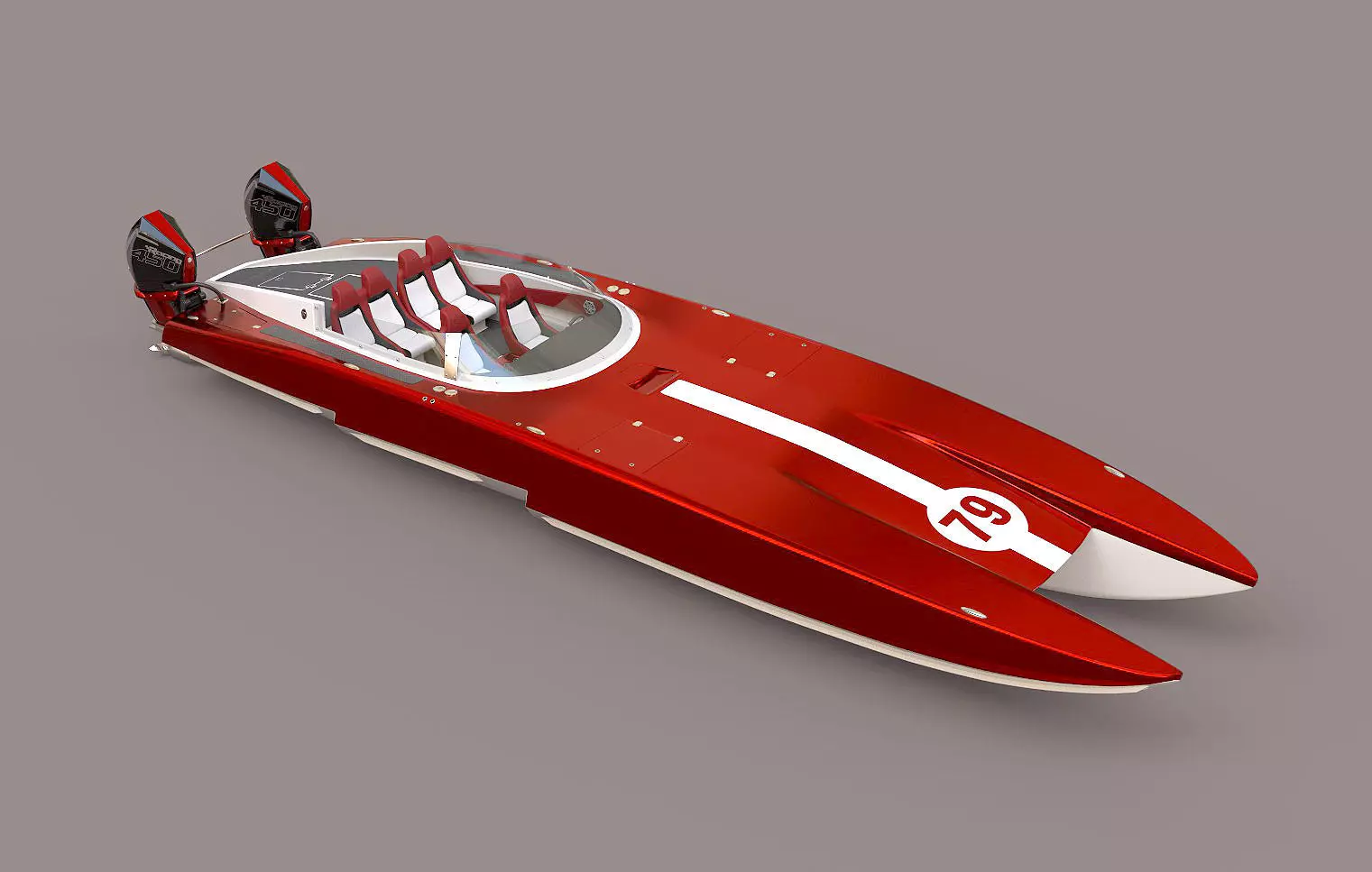 Powerboat C3800  red 3D model_0