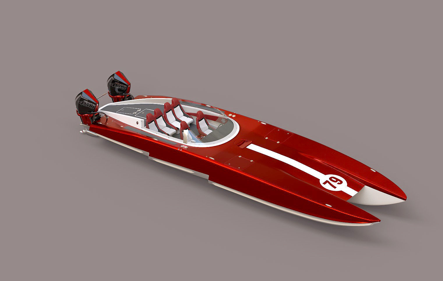 Powerboat C3800  red 3D model_4