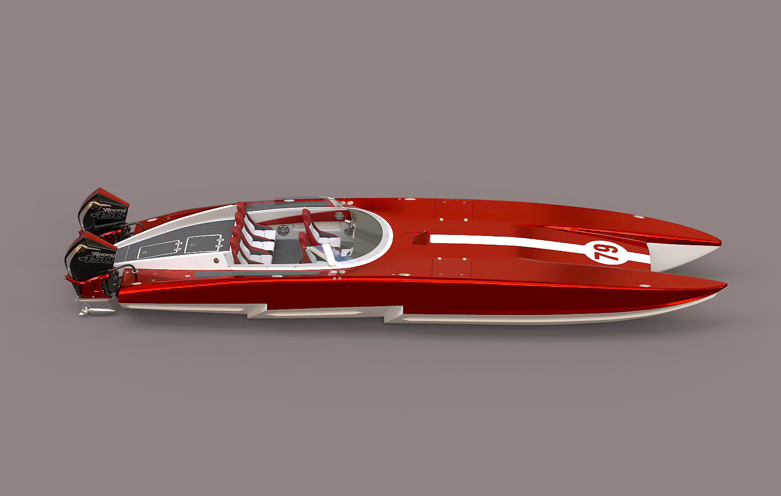 Powerboat C3800  red 3D model_1