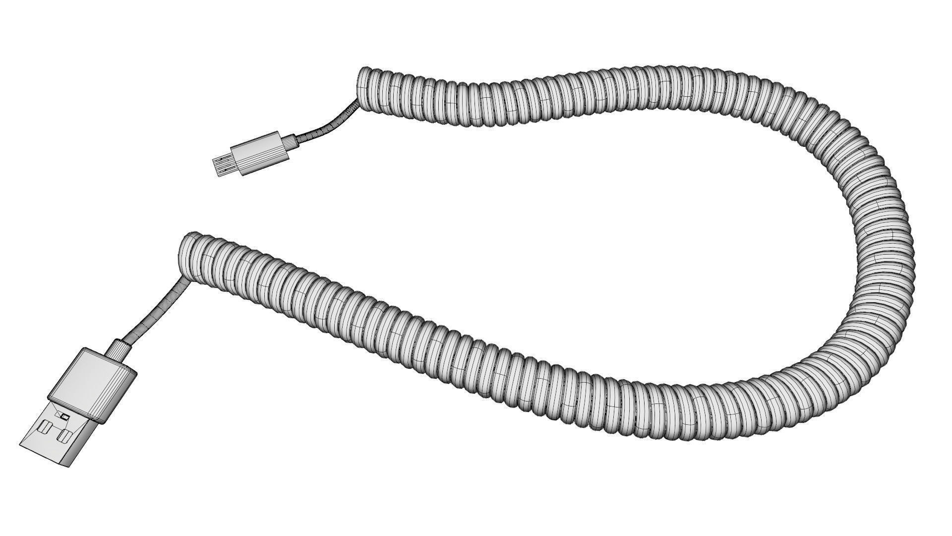 Coiled USB cable 3D model_7