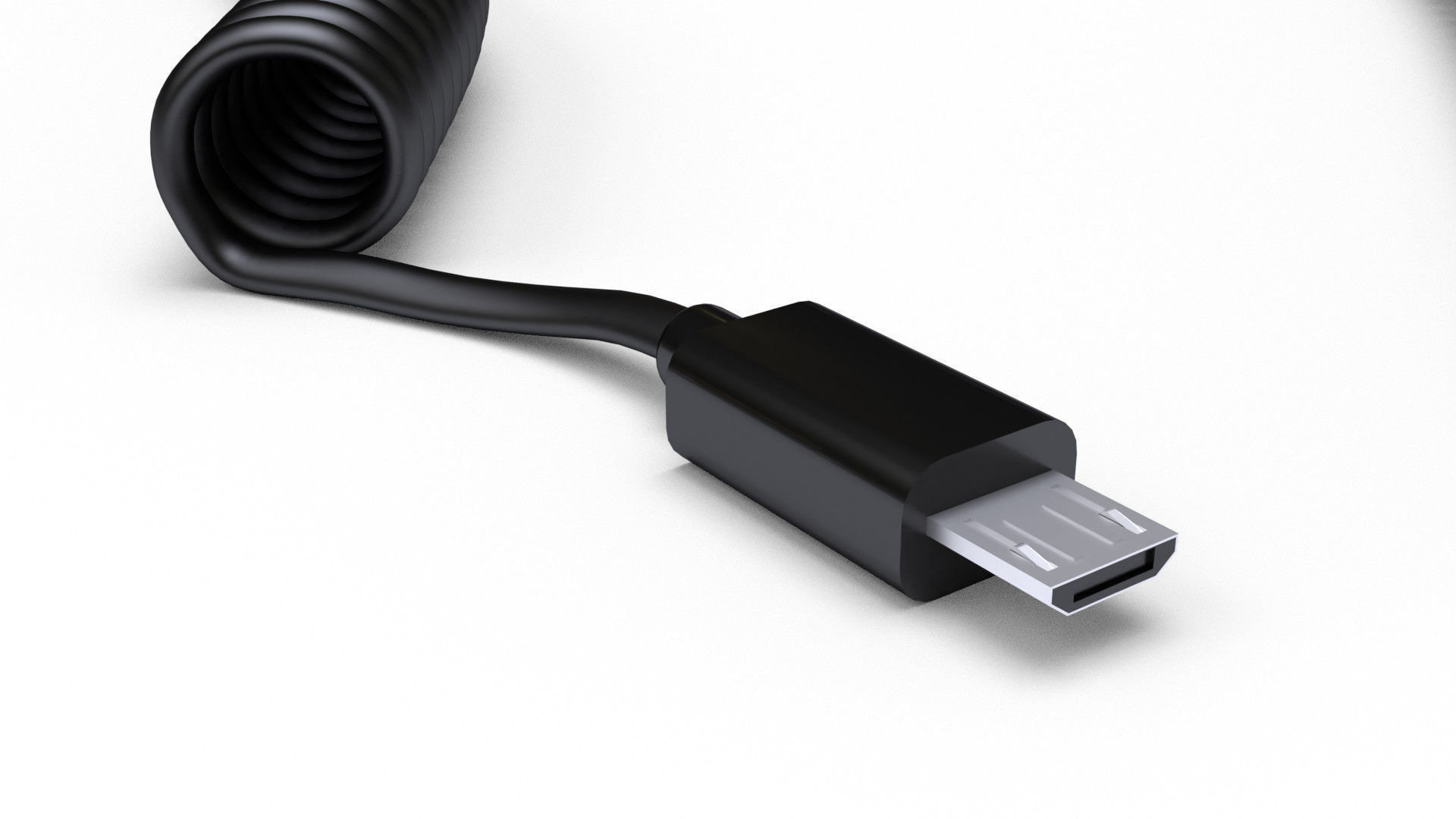 Coiled USB cable 3D model_4