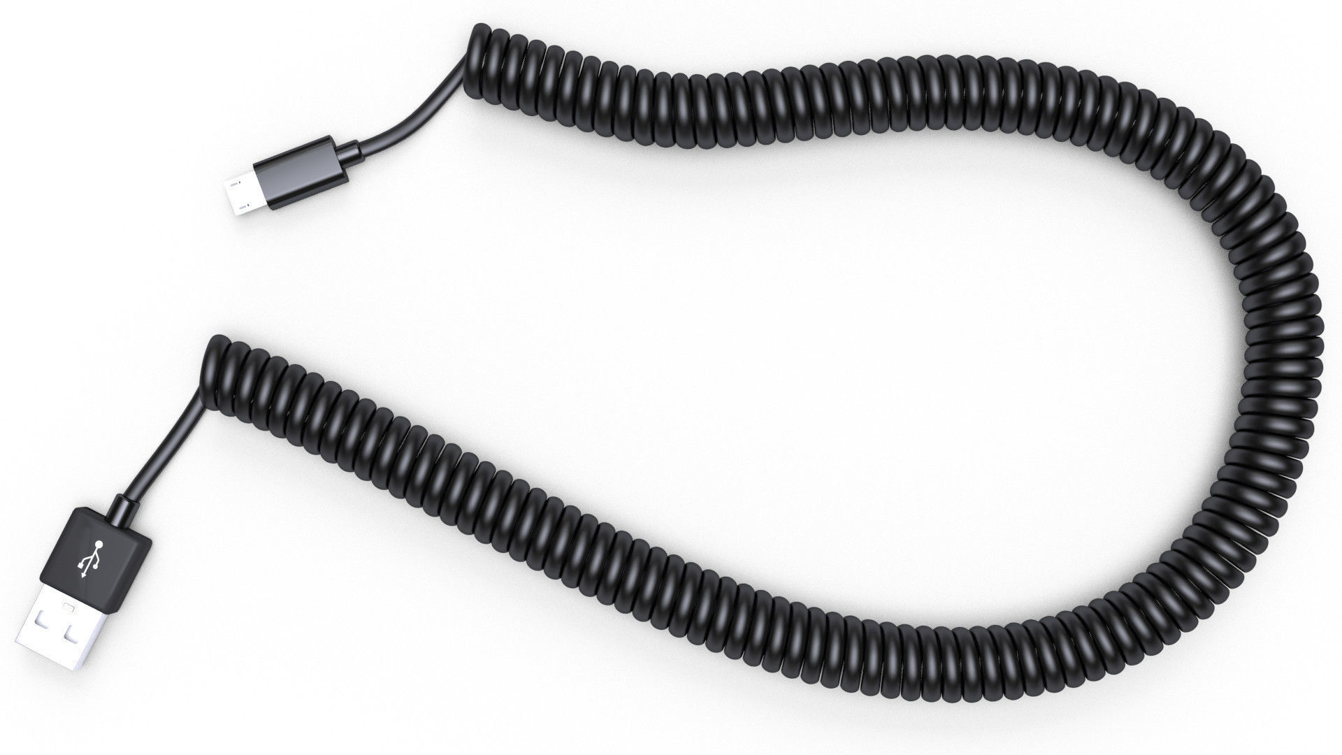 Coiled USB cable 3D model_5