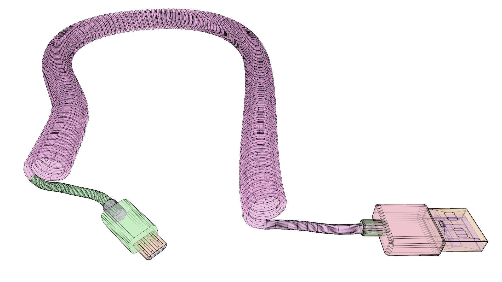 Coiled USB cable 3D model_11