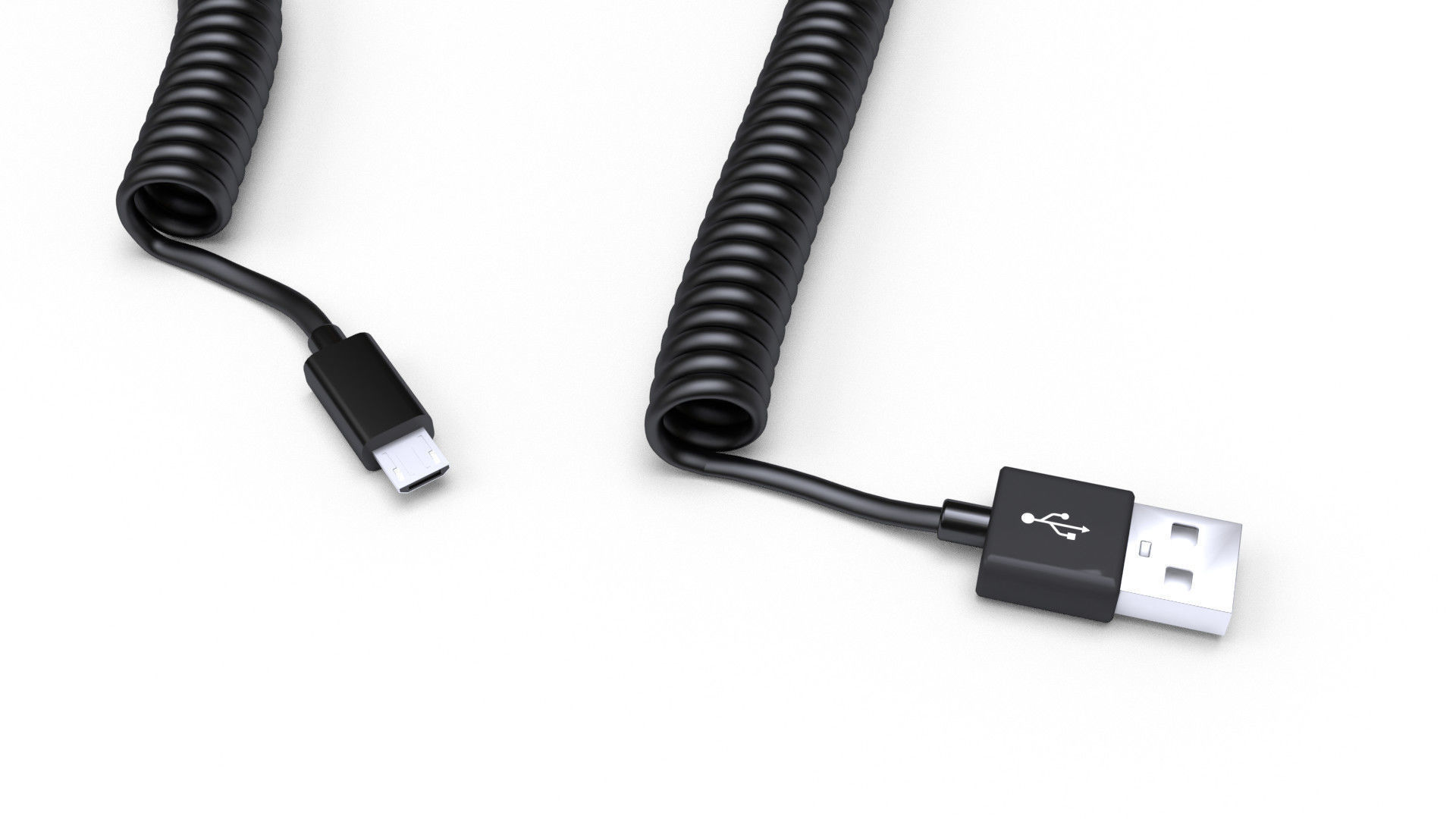 Coiled USB cable 3D model_1