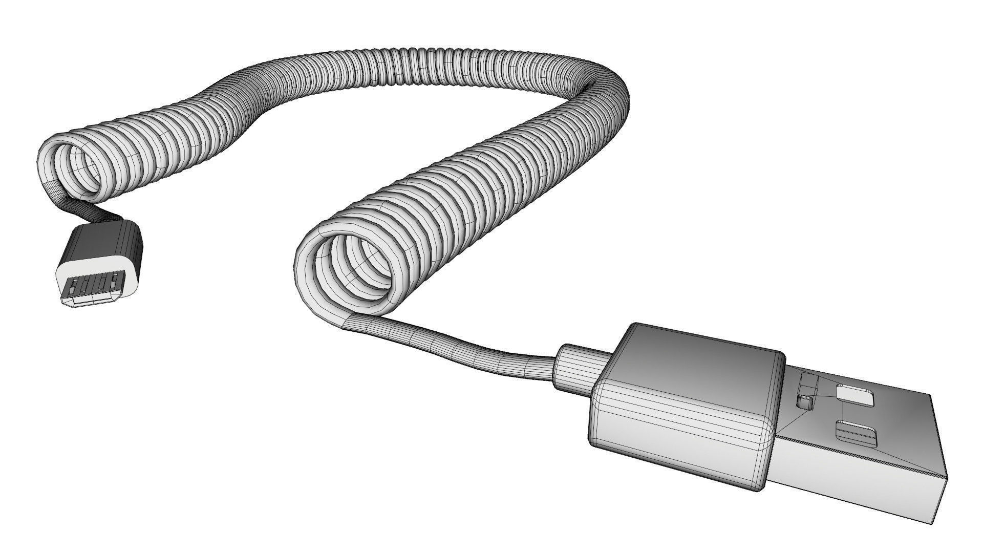 Coiled USB cable 3D model_8