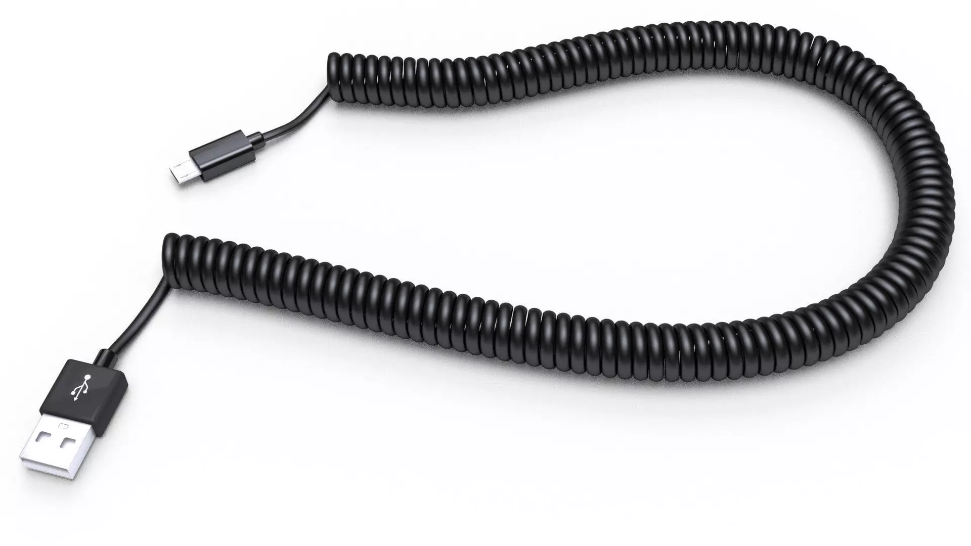 Coiled USB cable 3D model_0