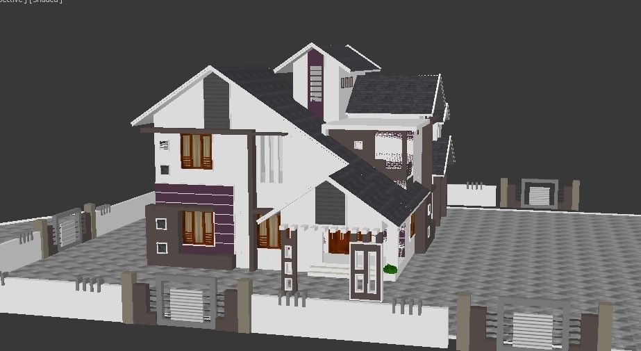 HOME 6 modern house in kerala 3D model_3