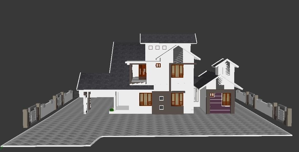 HOME 6 modern house in kerala 3D model_2