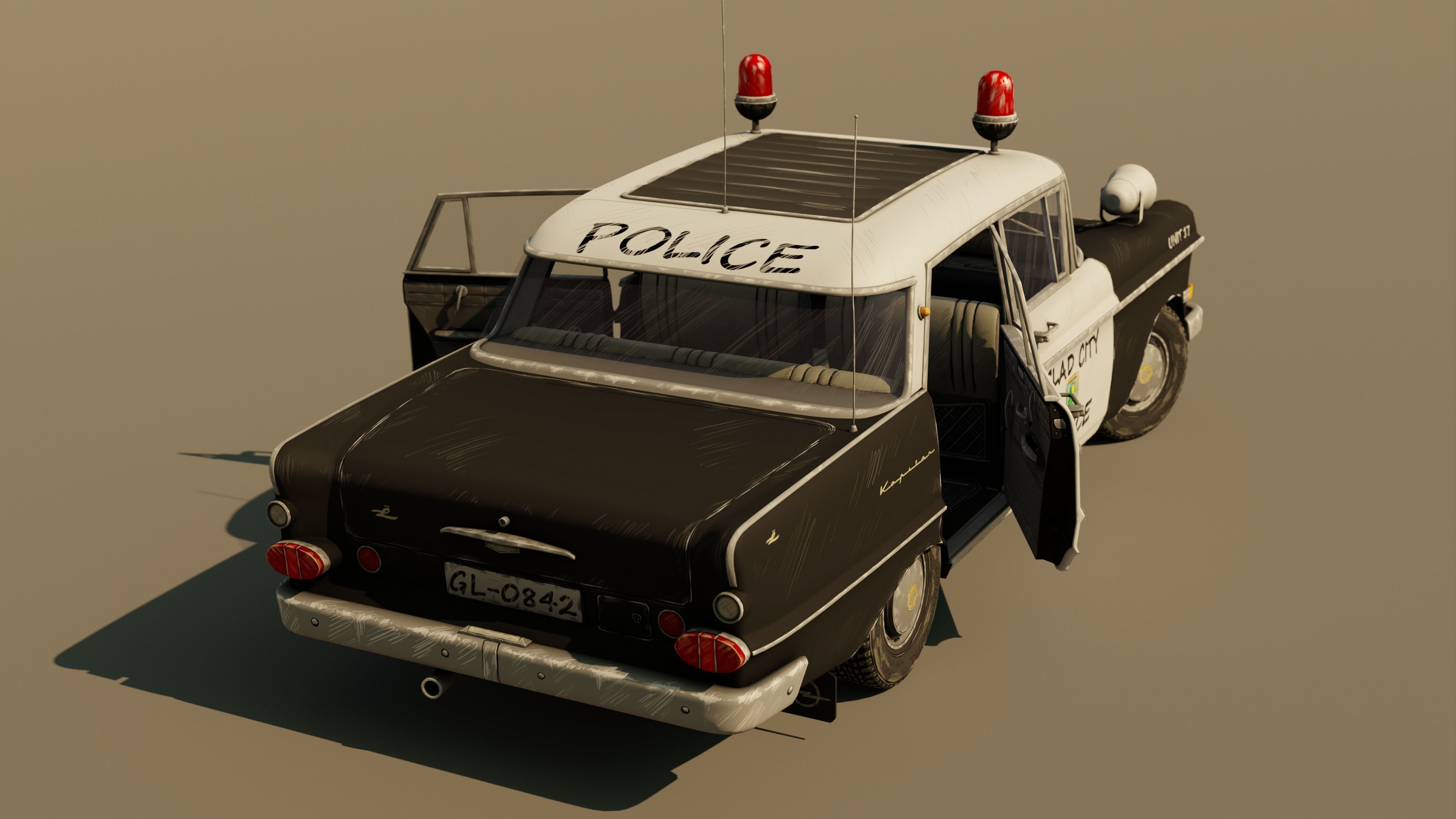 Police Car Stylized Low-poly 3D model_11