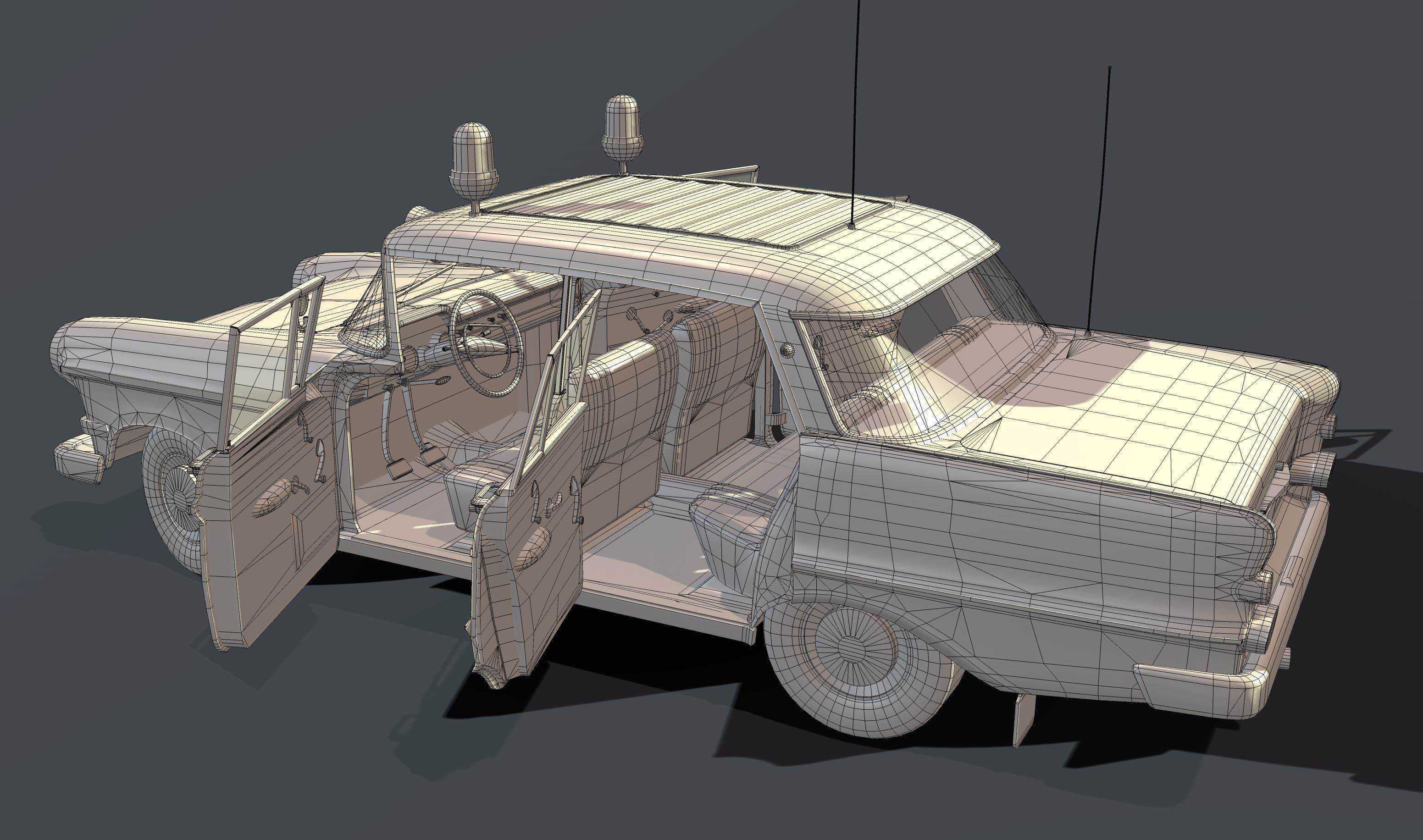 Police Car Stylized Low-poly 3D model_8