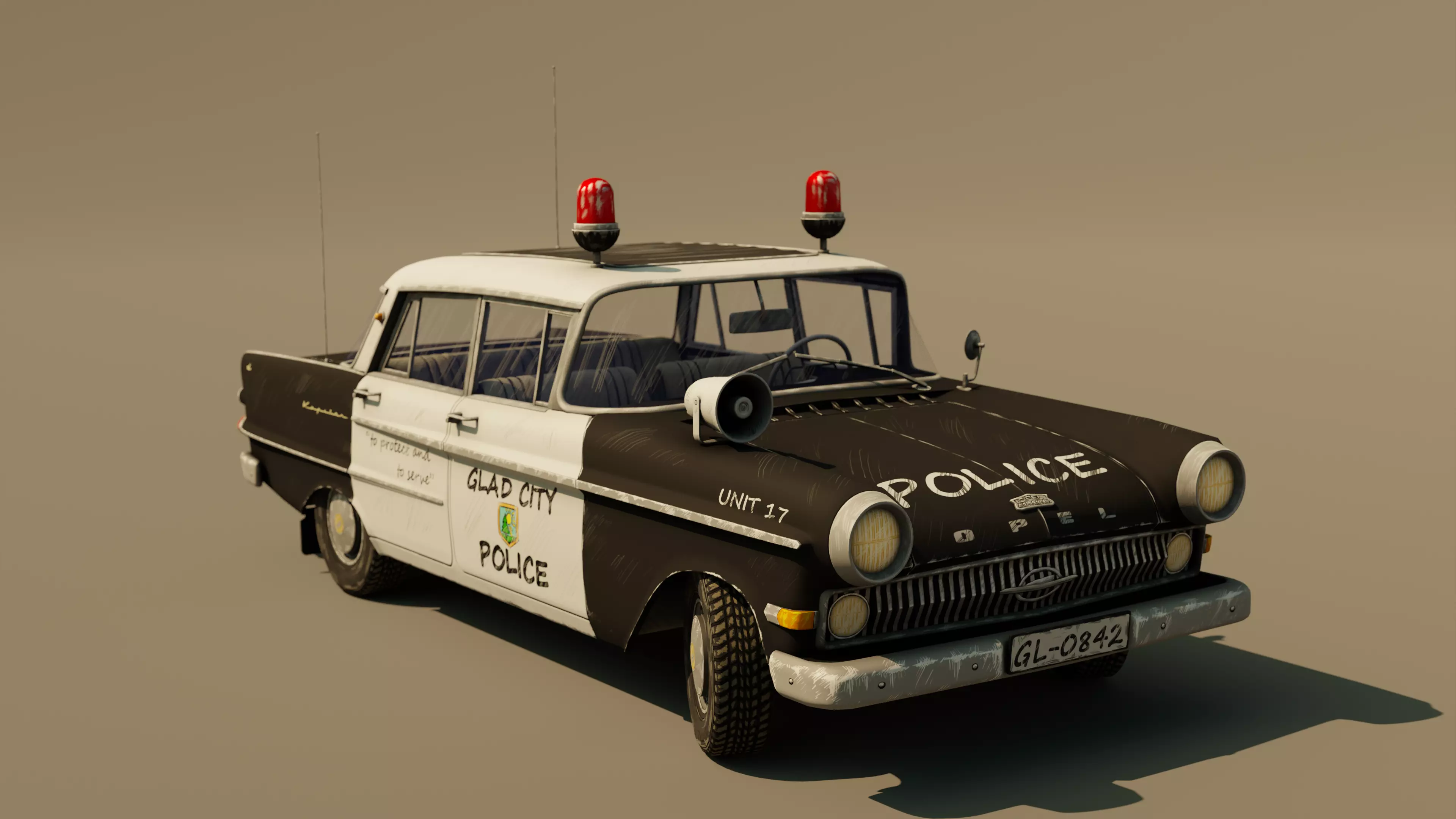 Police Car Stylized Low-poly 3D model_0