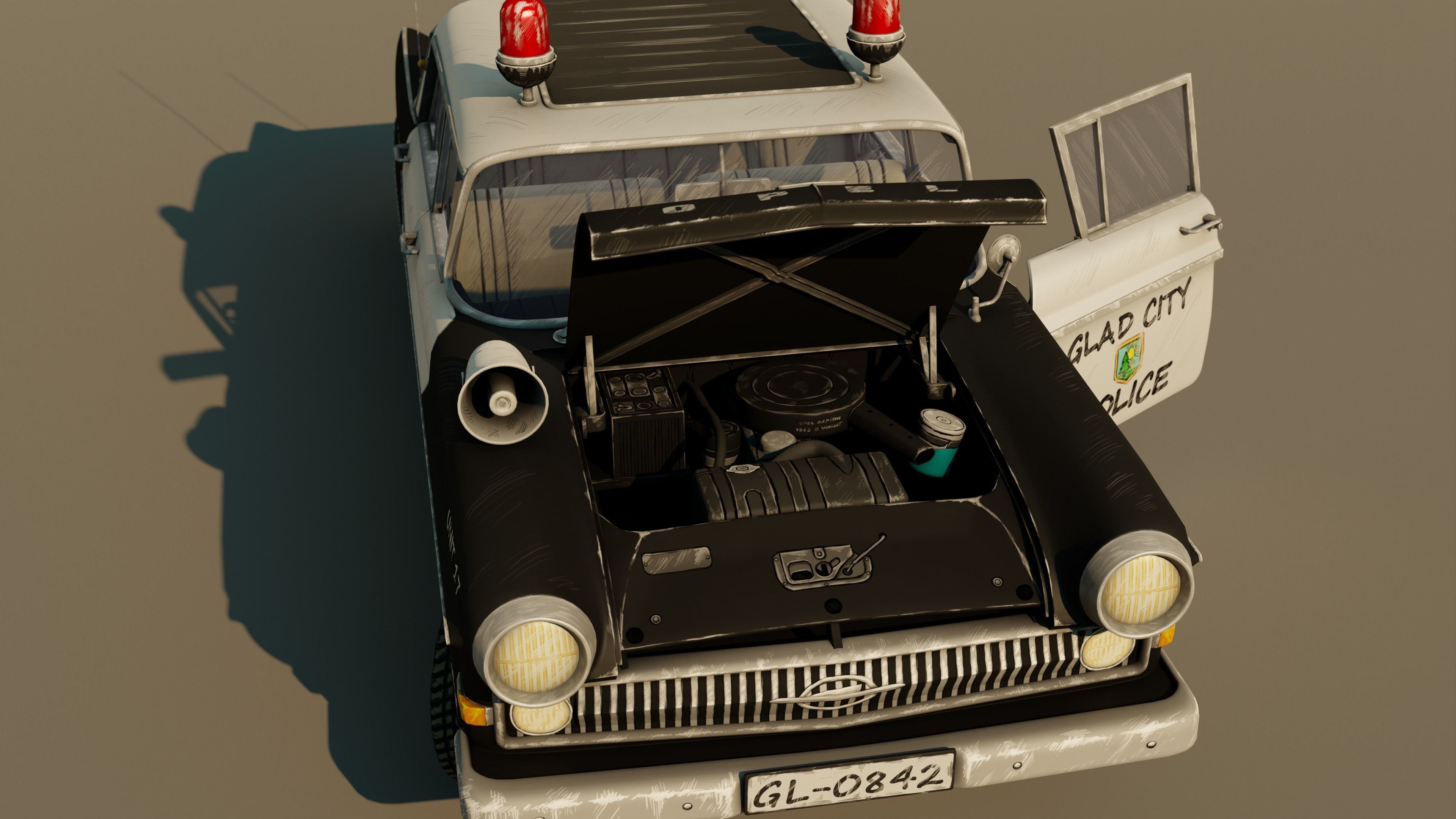 Police Car Stylized Low-poly 3D model_10