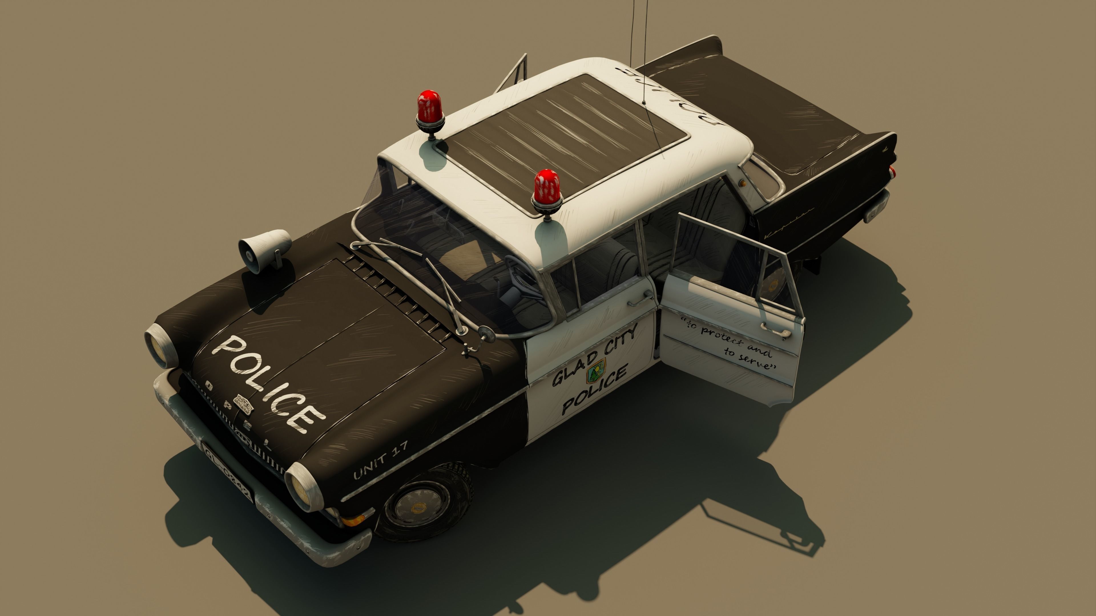 Police Car Stylized Low-poly 3D model_4