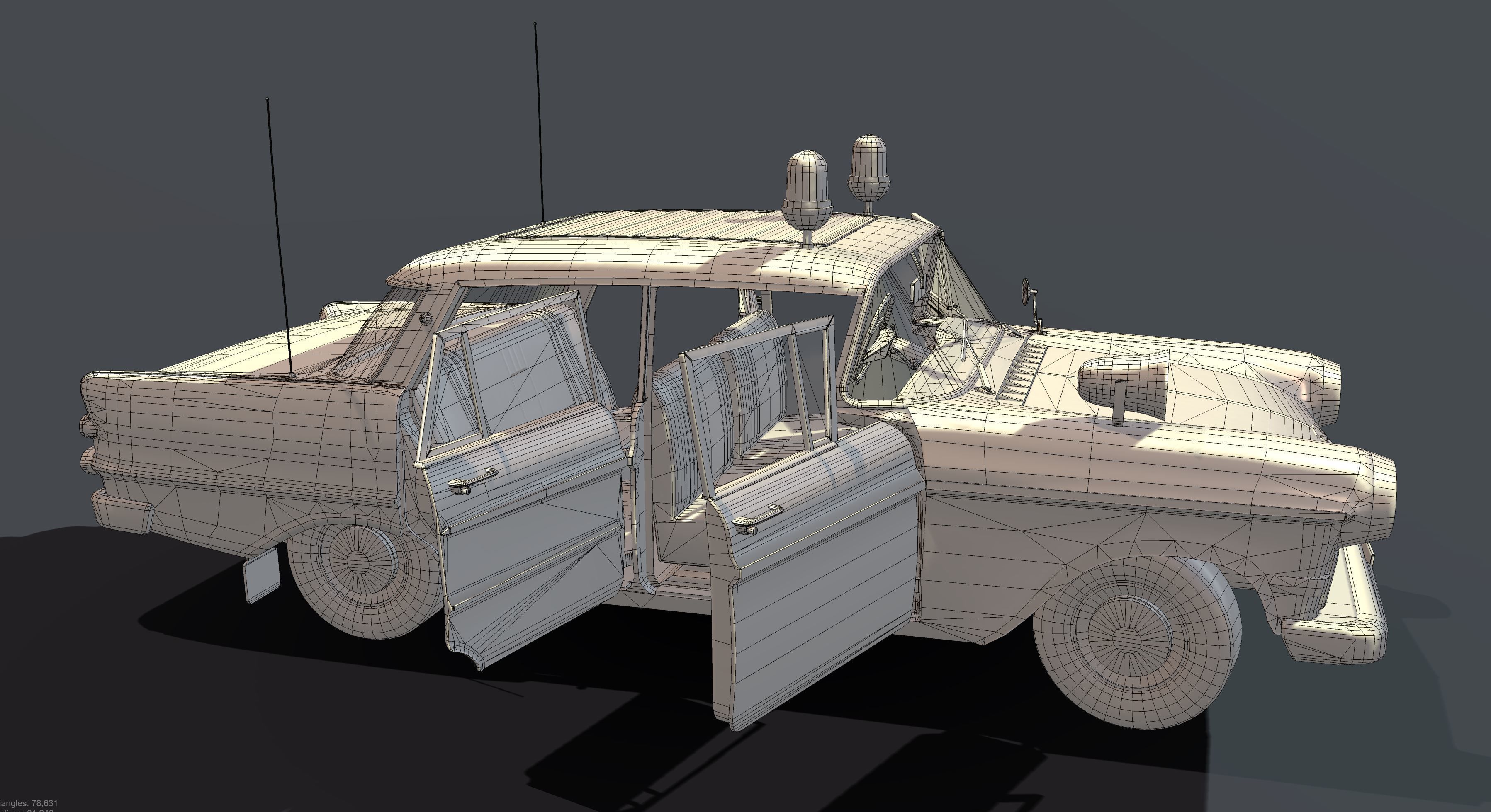Police Car Stylized Low-poly 3D model_7