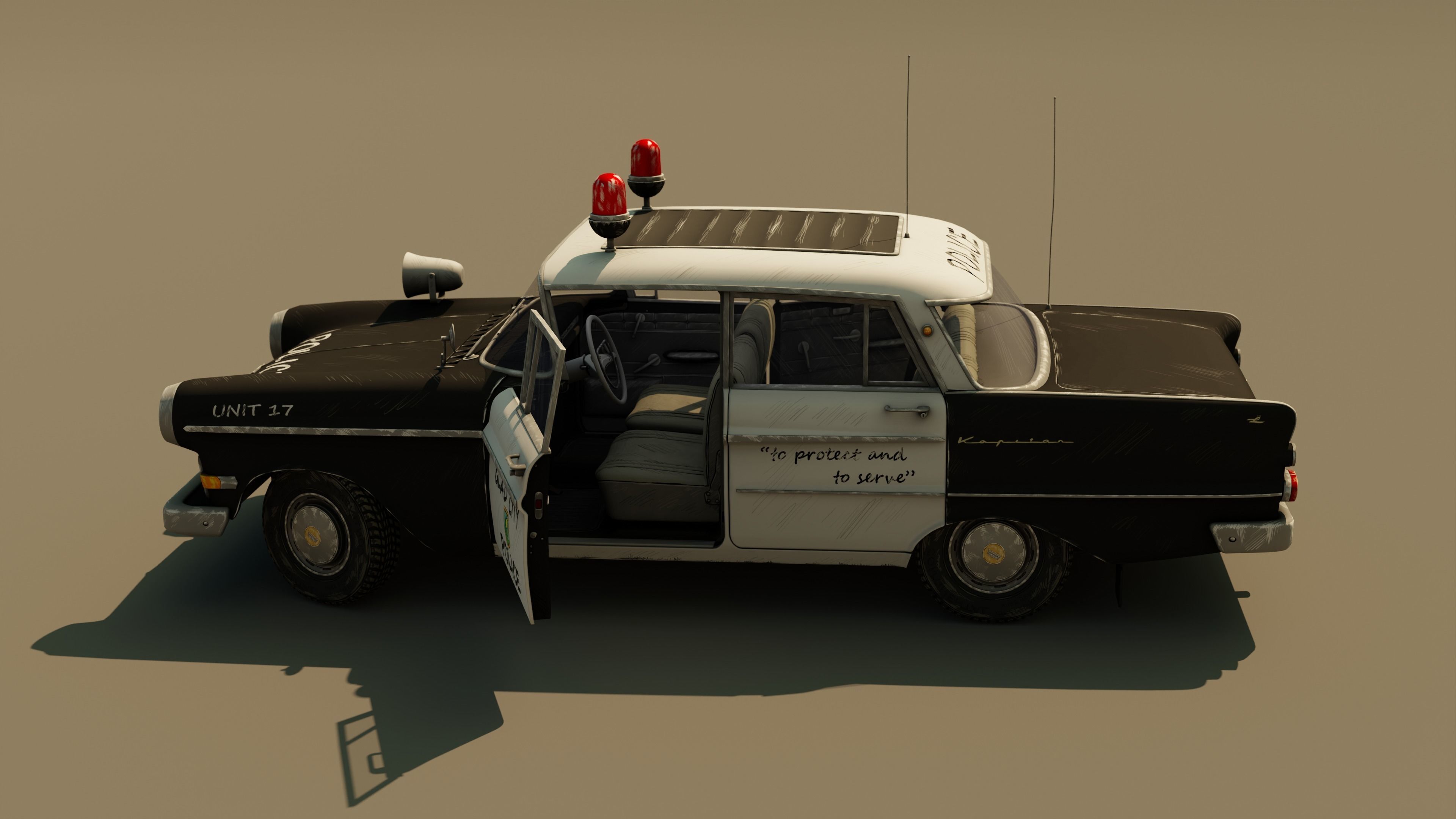 Police Car Stylized Low-poly 3D model_6