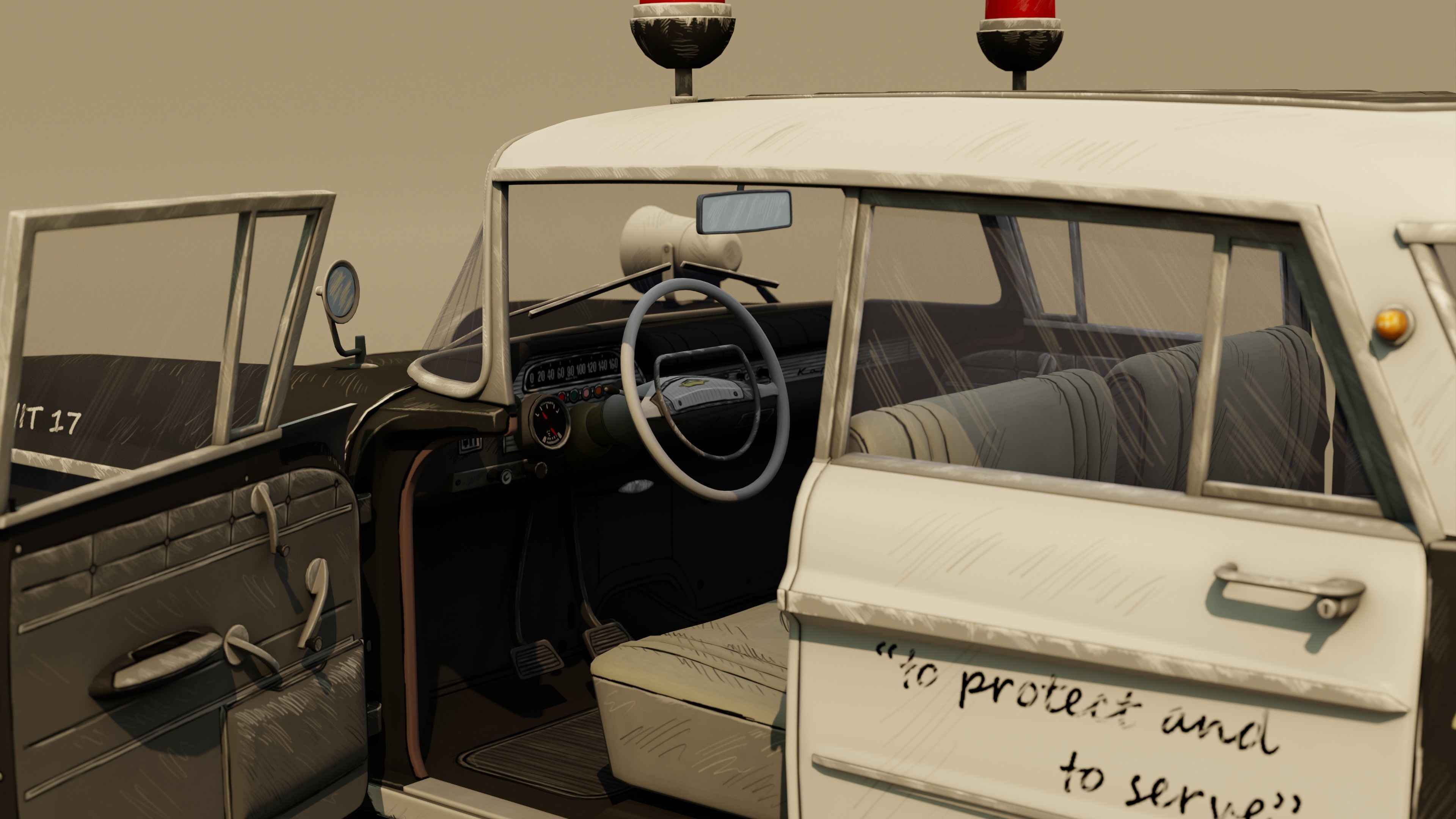 Police Car Stylized Low-poly 3D model_5