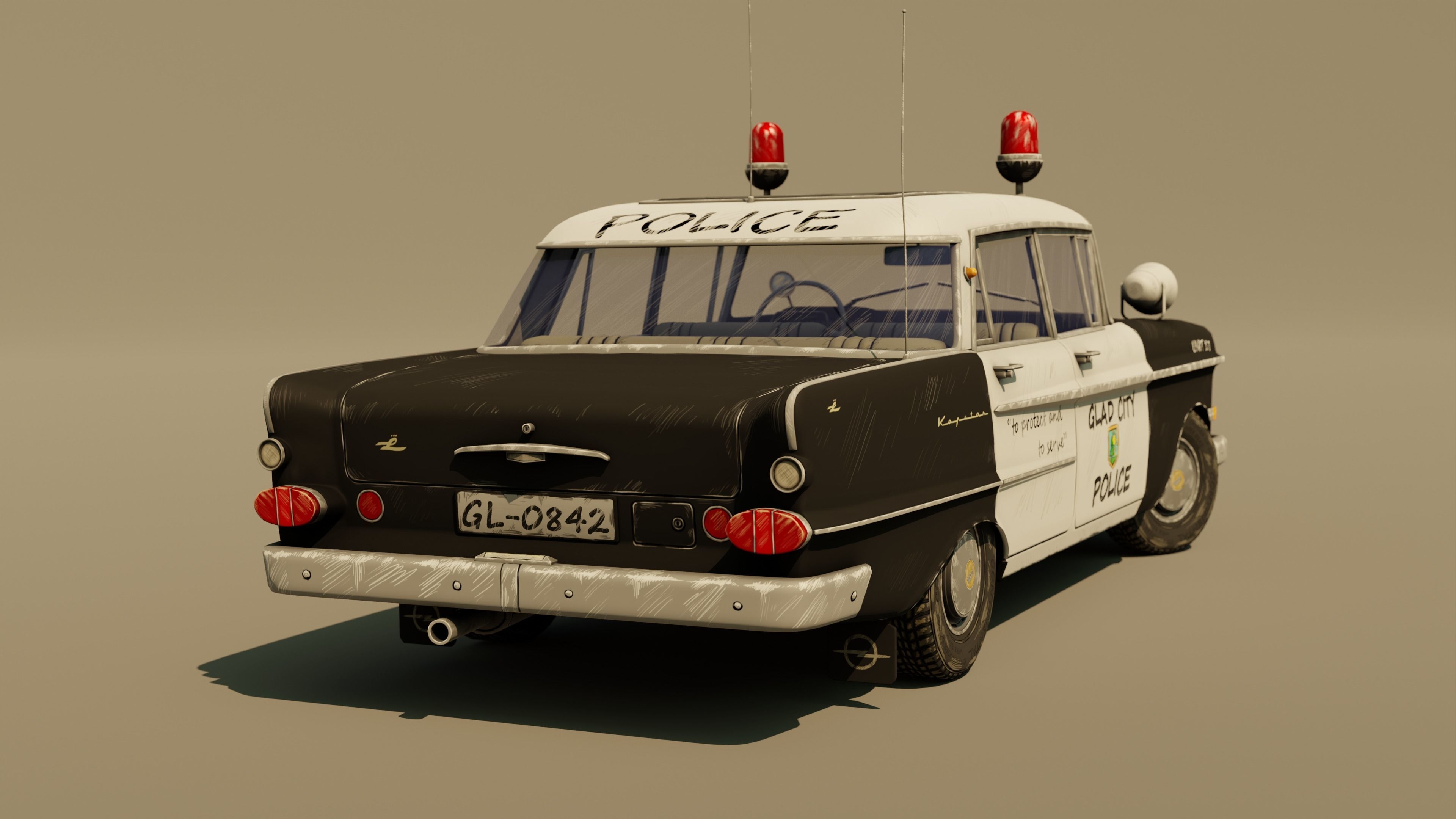 Police Car Stylized Low-poly 3D model_3