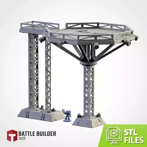 HELIPORT futuristic structure with metal poles 3D print model