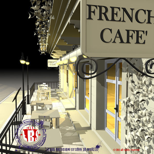 Cafe Restaurant facade 3D model_9