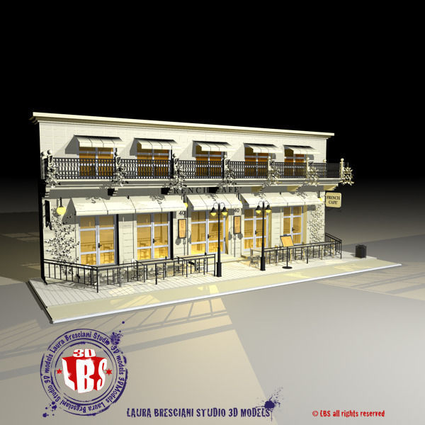 Cafe Restaurant facade 3D model_2
