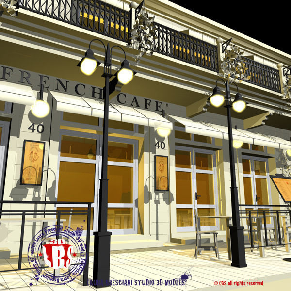 Cafe Restaurant facade 3D model_5