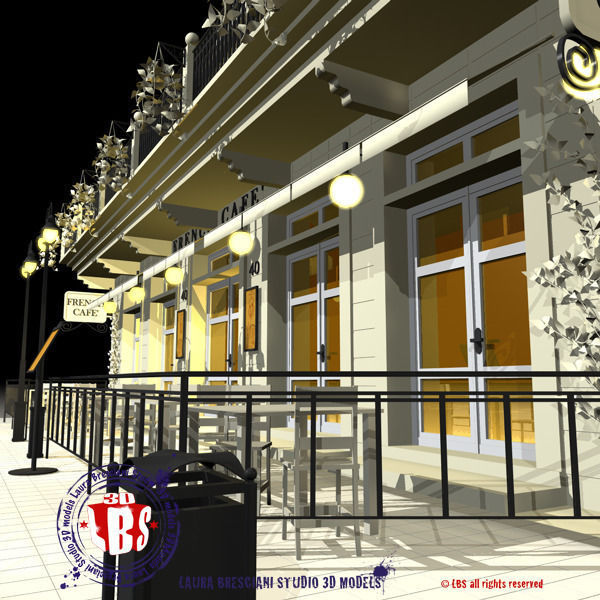 Cafe Restaurant facade 3D model_1