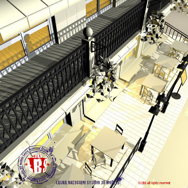 Cafe Restaurant facade 3D model_6