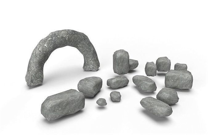 15 x Realistic Low Poly 3D PBR Rocks with 2 Different Textures Low-poly 3D model