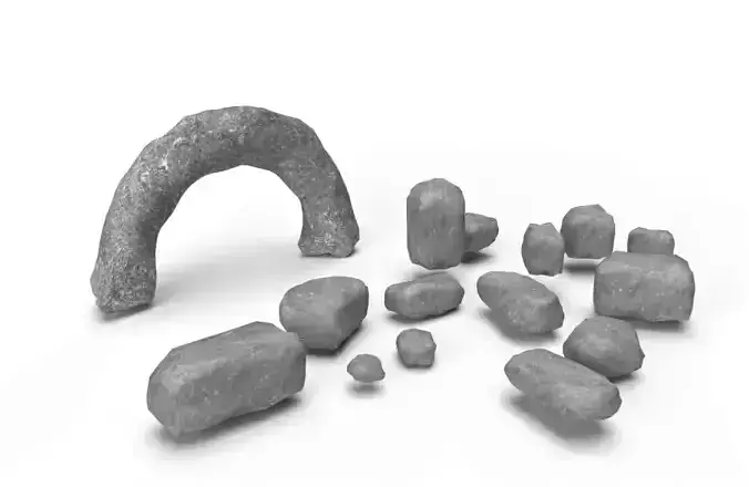 15 x Realistic Low Poly 3D PBR Rocks with 2 Different Textures Low-poly 3D model