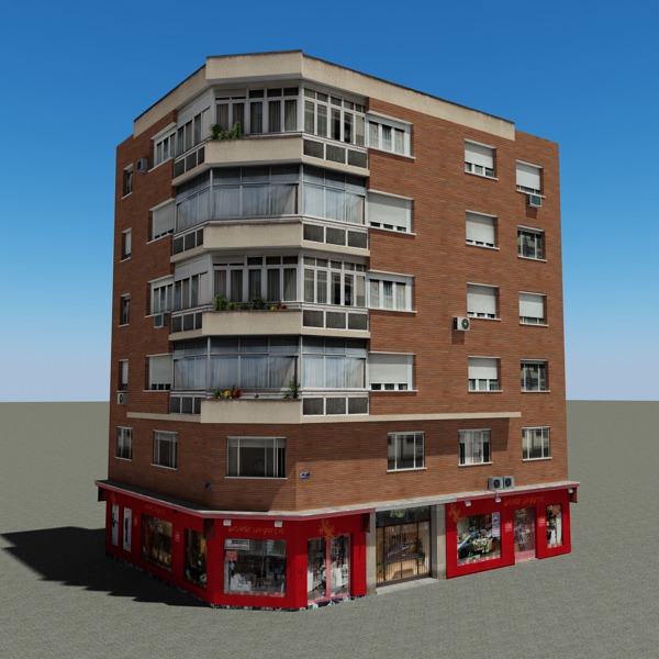 Building apartment - apartment Low-poly 3D model_1